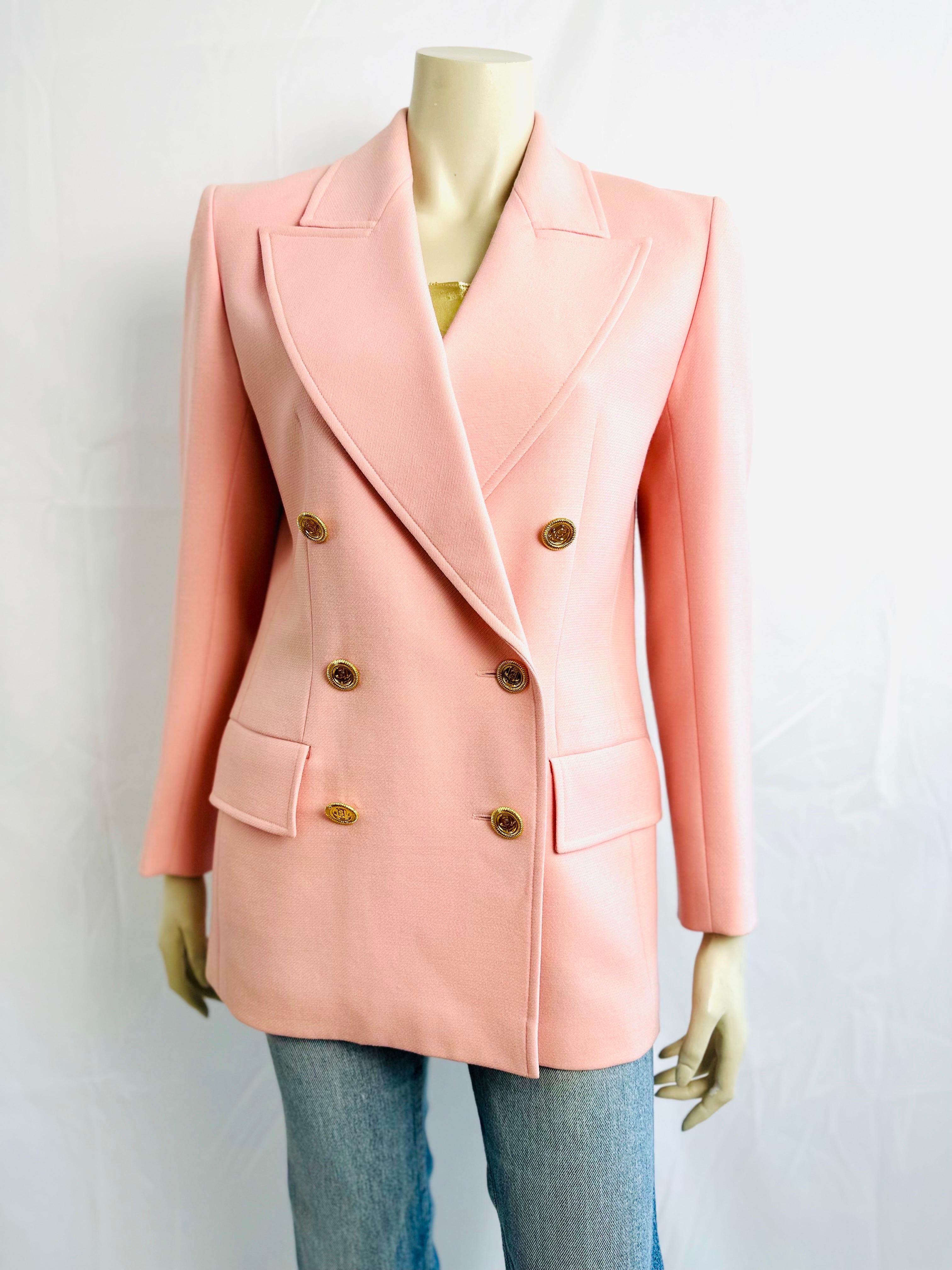 Pink wool blazer by jean louis scherrer 1980s In Good Condition For Sale In L'ESCALA, ES