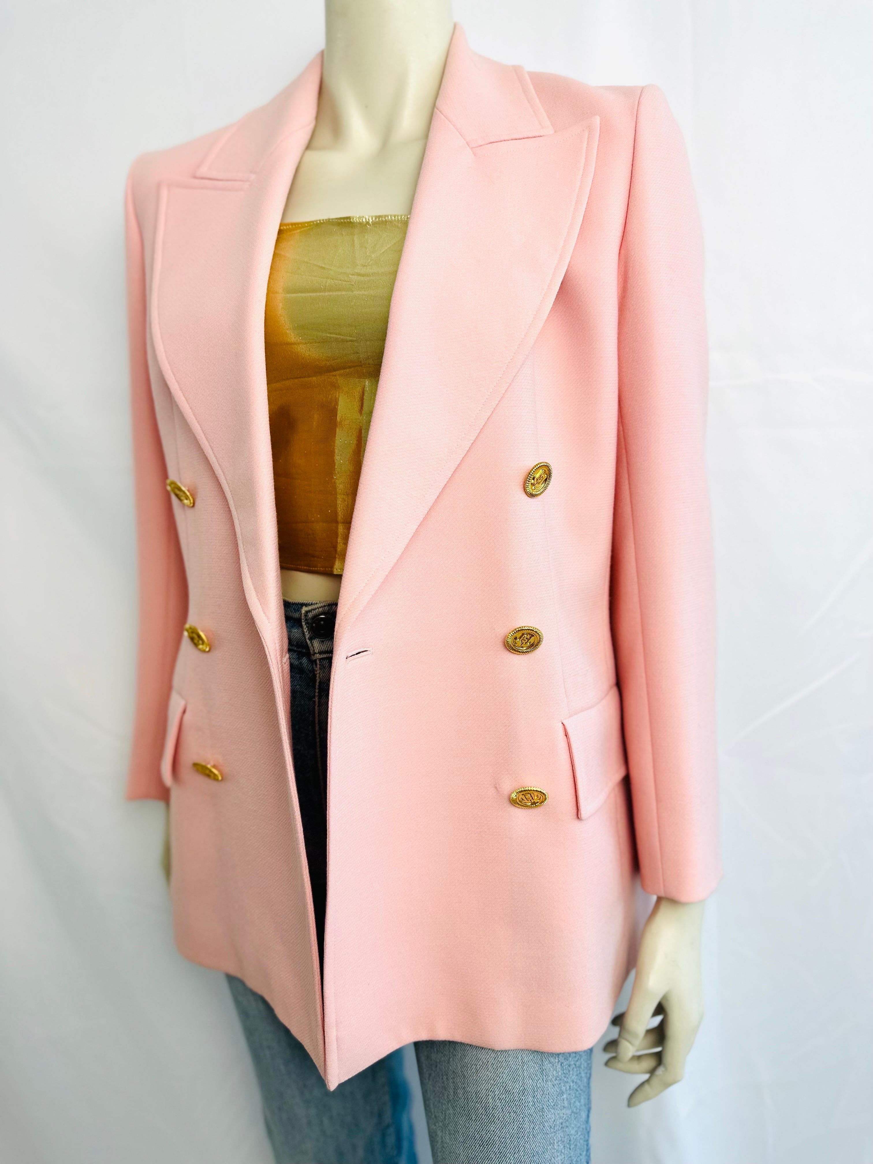 Pink wool blazer by jean louis scherrer 1980s For Sale 2