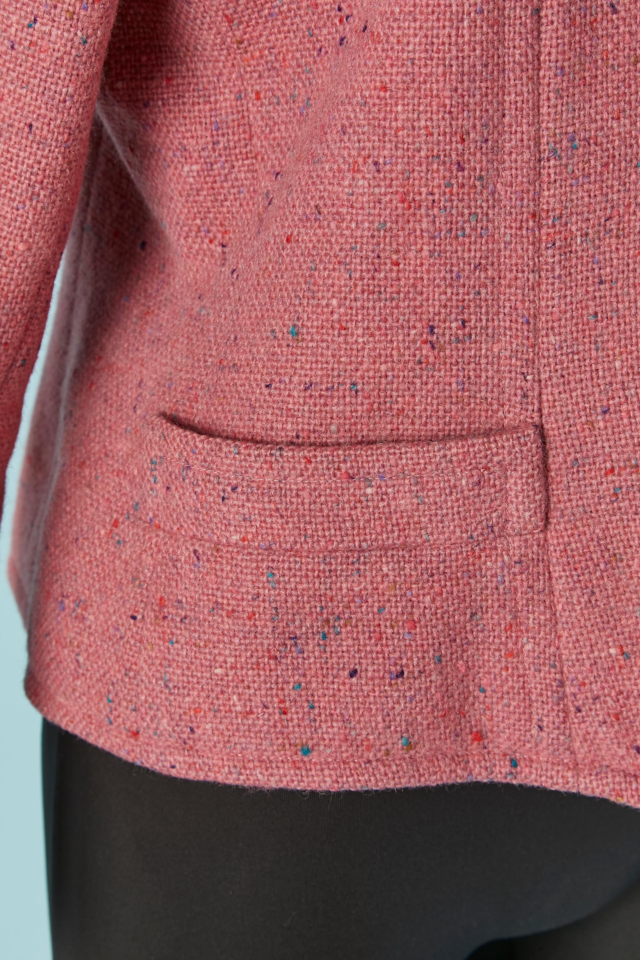 Women's Pink wool chiné jacket with silver button YVES SAINT LAURENT RIVE GAUCHE For Sale