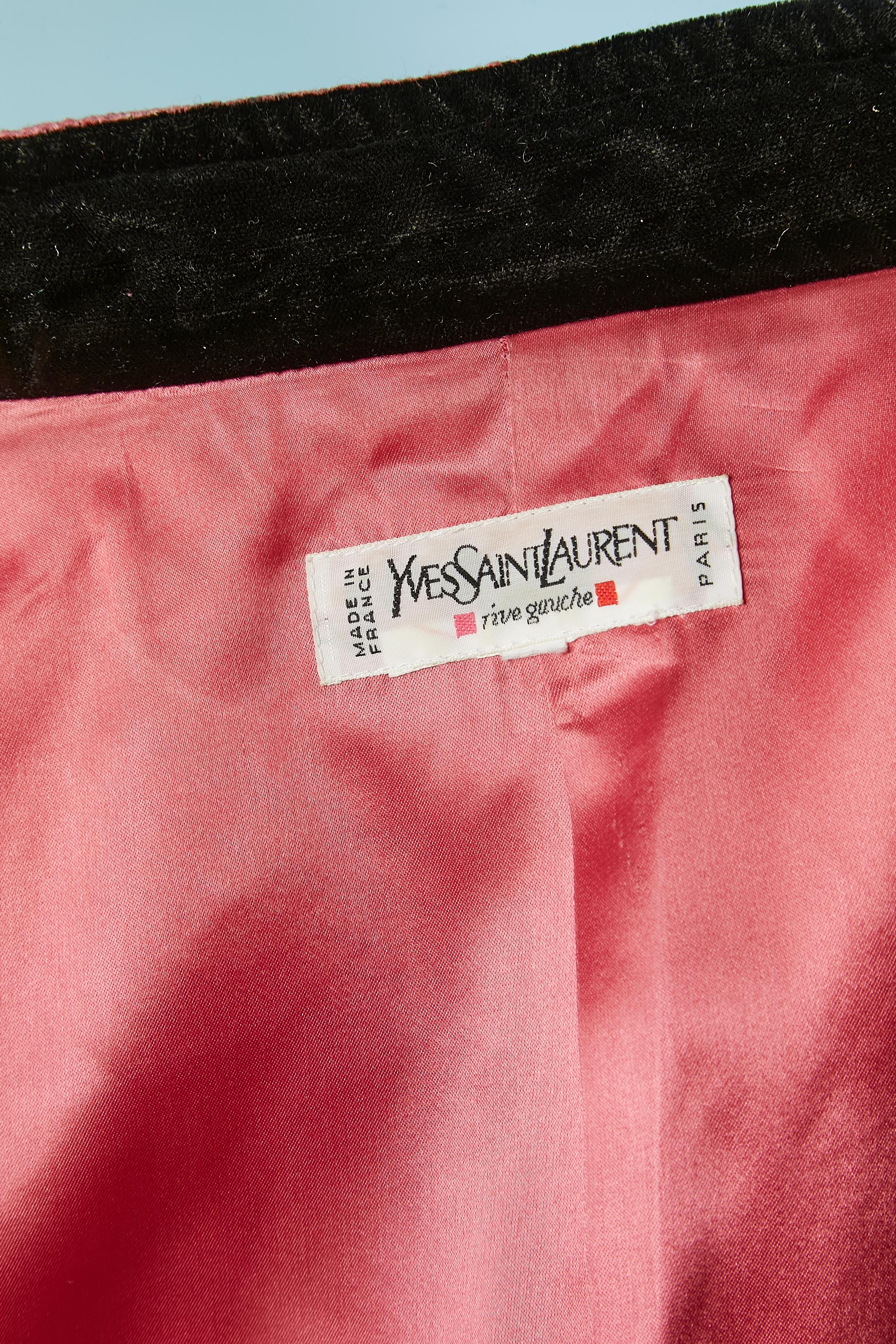 Pink wool chiné jacket with silver button YVES SAINT LAURENT RIVE GAUCHE For Sale 3