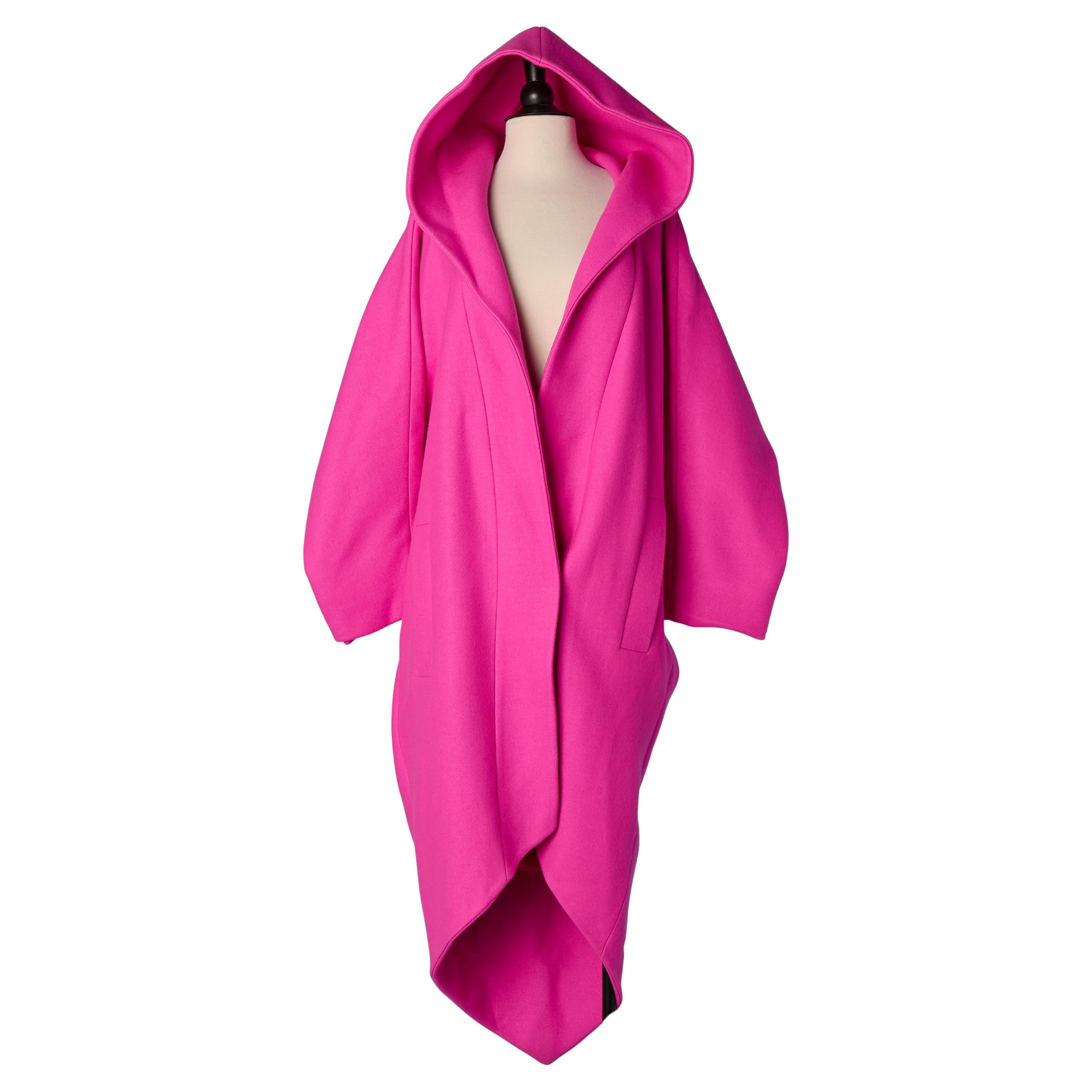 Pink wool single breasted coat with hood ALEXANDRE VAUTHIER For Sale