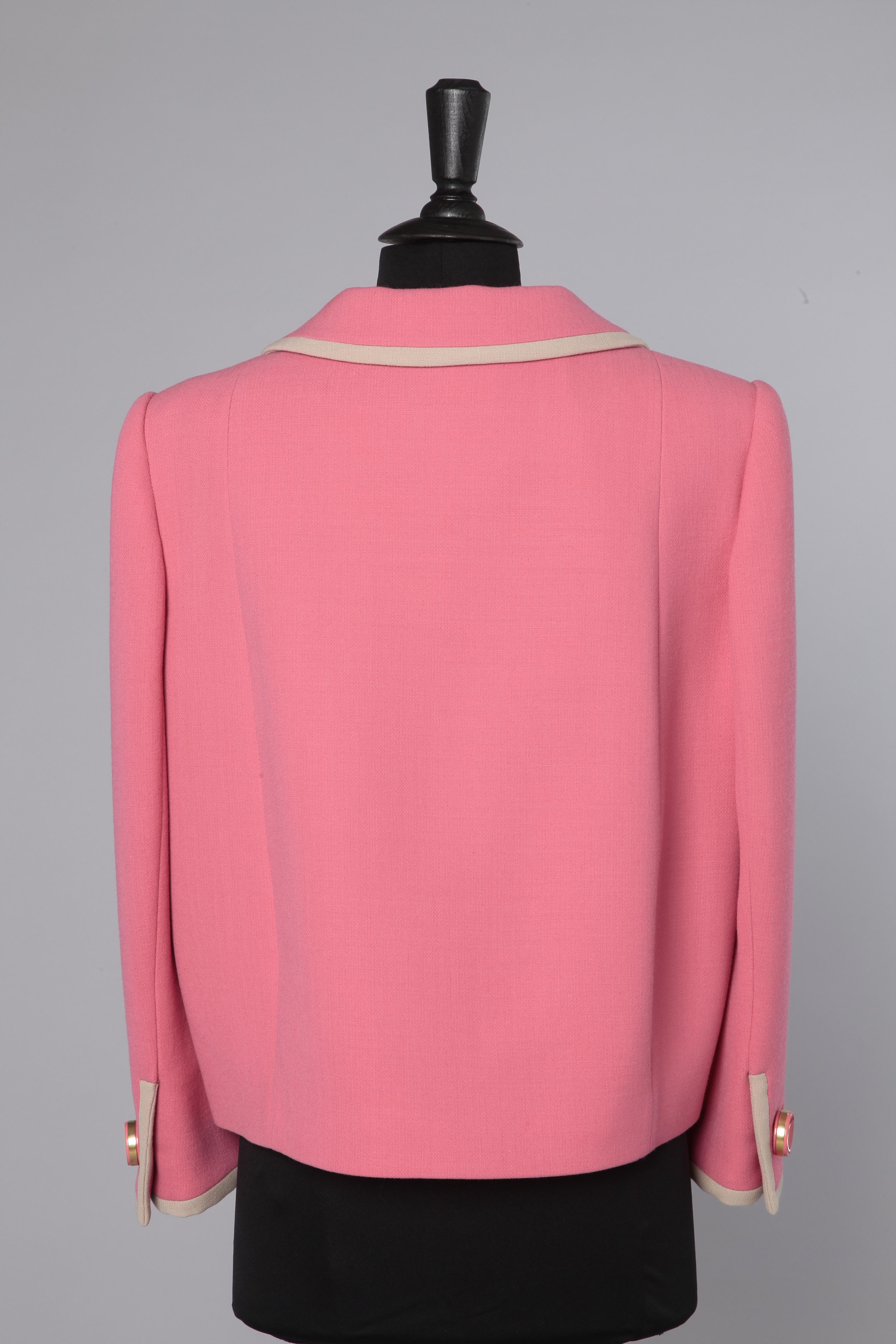 Pink wool single-breasted  jacket with pink buttons Prada  In Excellent Condition In Saint-Ouen-Sur-Seine, FR
