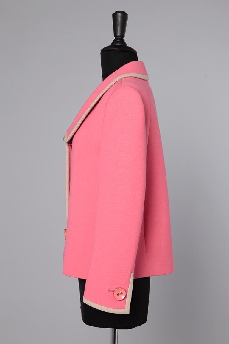 Pink wool single-breasted  jacket with pink buttons Prada  2