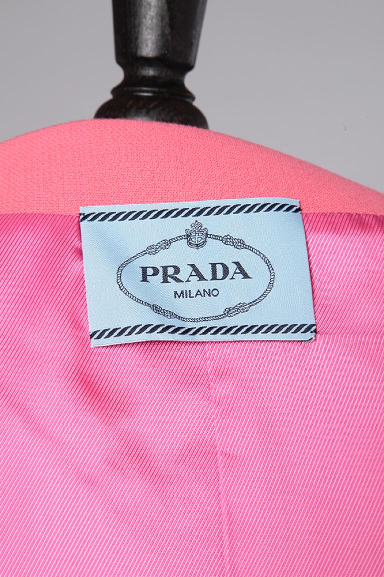 Pink wool single-breasted  jacket with pink buttons Prada  3