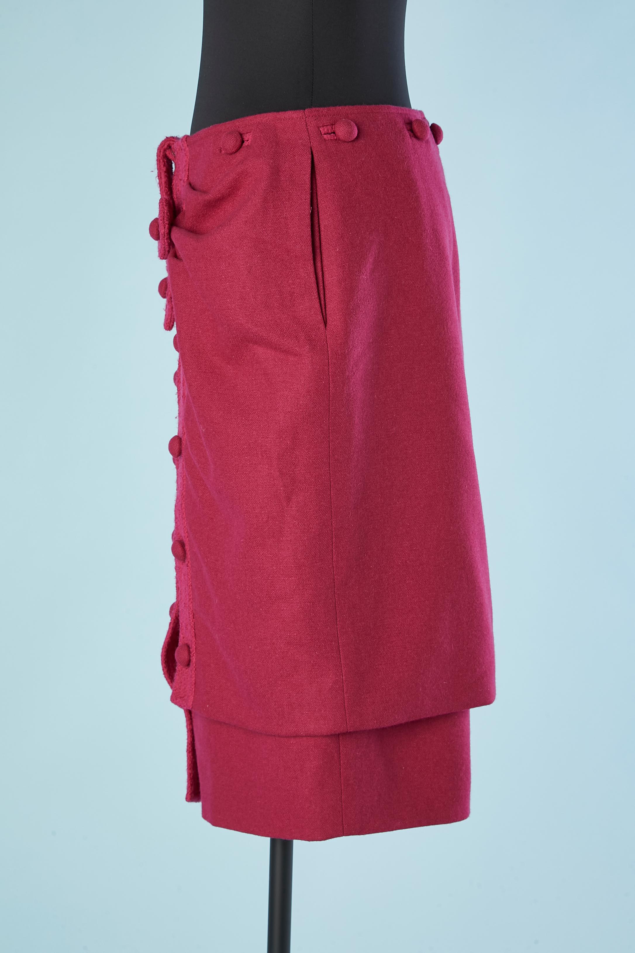 Women's Pink wool skirt with buttons and buttonhole Yves Saint Laurent Rive Gauche  For Sale