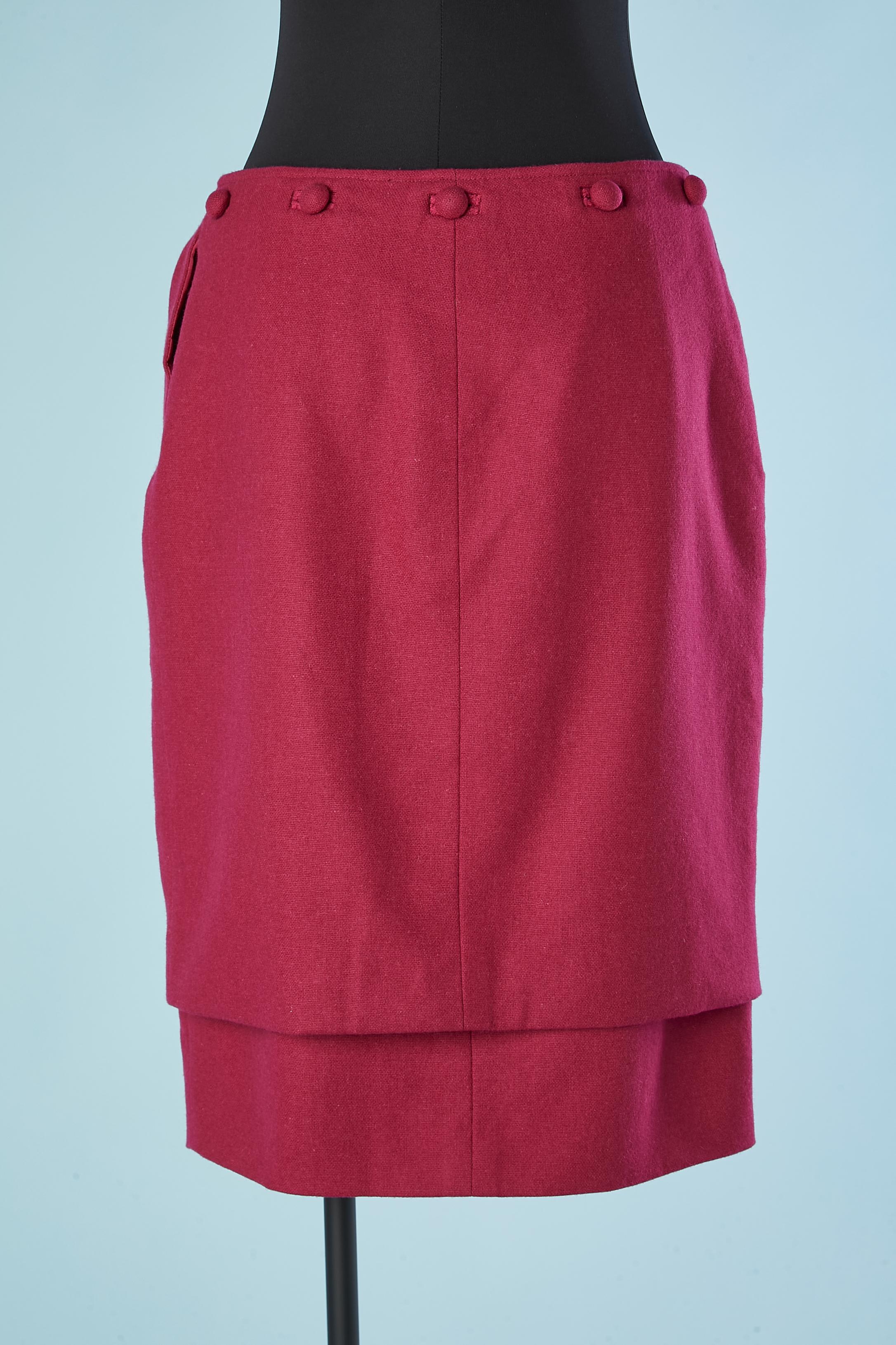 Pink wool skirt with buttons and buttonhole Yves Saint Laurent Rive Gauche  For Sale 1