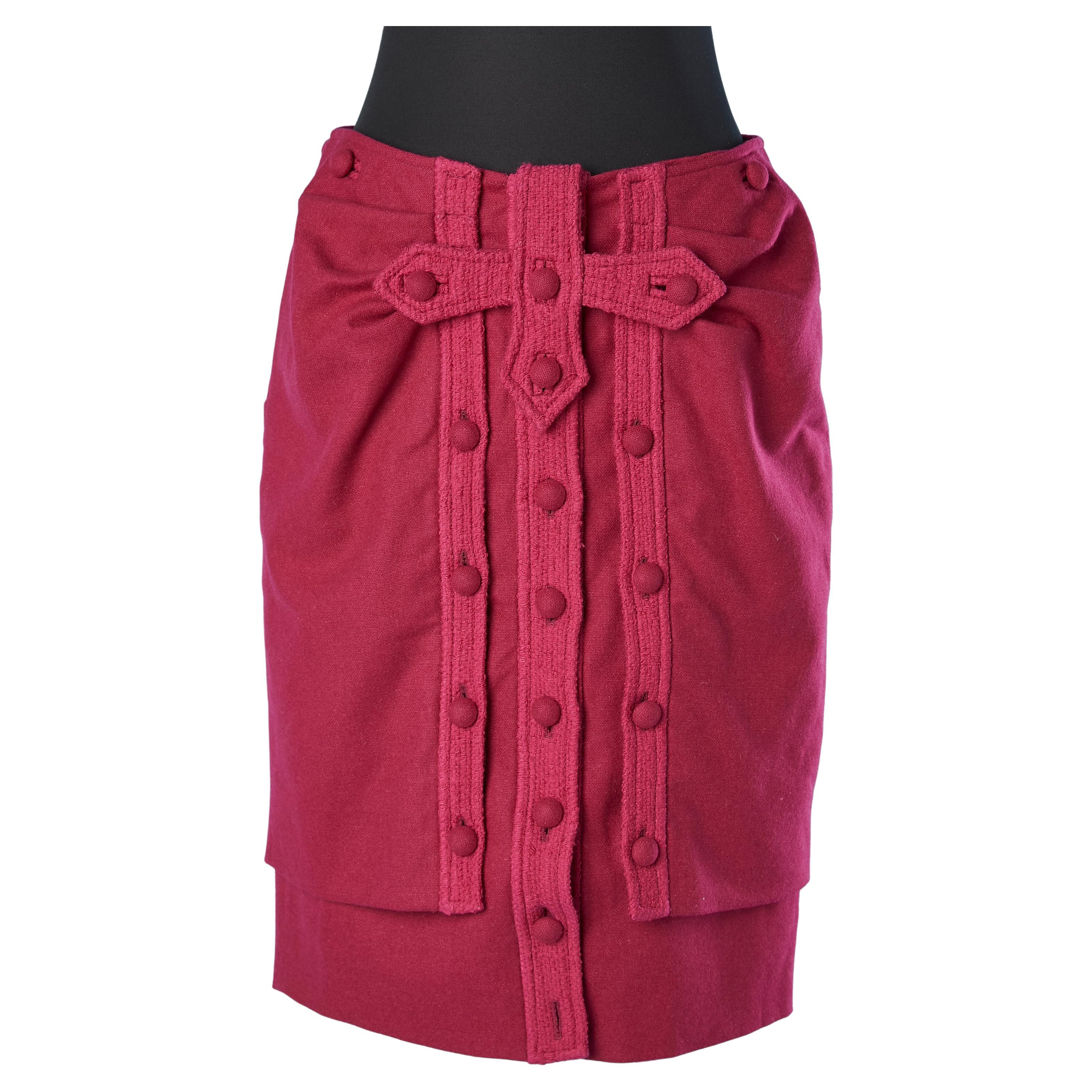 Pink wool skirt with buttons and buttonhole Yves Saint Laurent Rive Gauche  For Sale