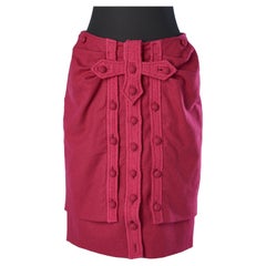 Pink wool skirt with buttons and buttonhole Yves Saint Laurent Rive Gauche 