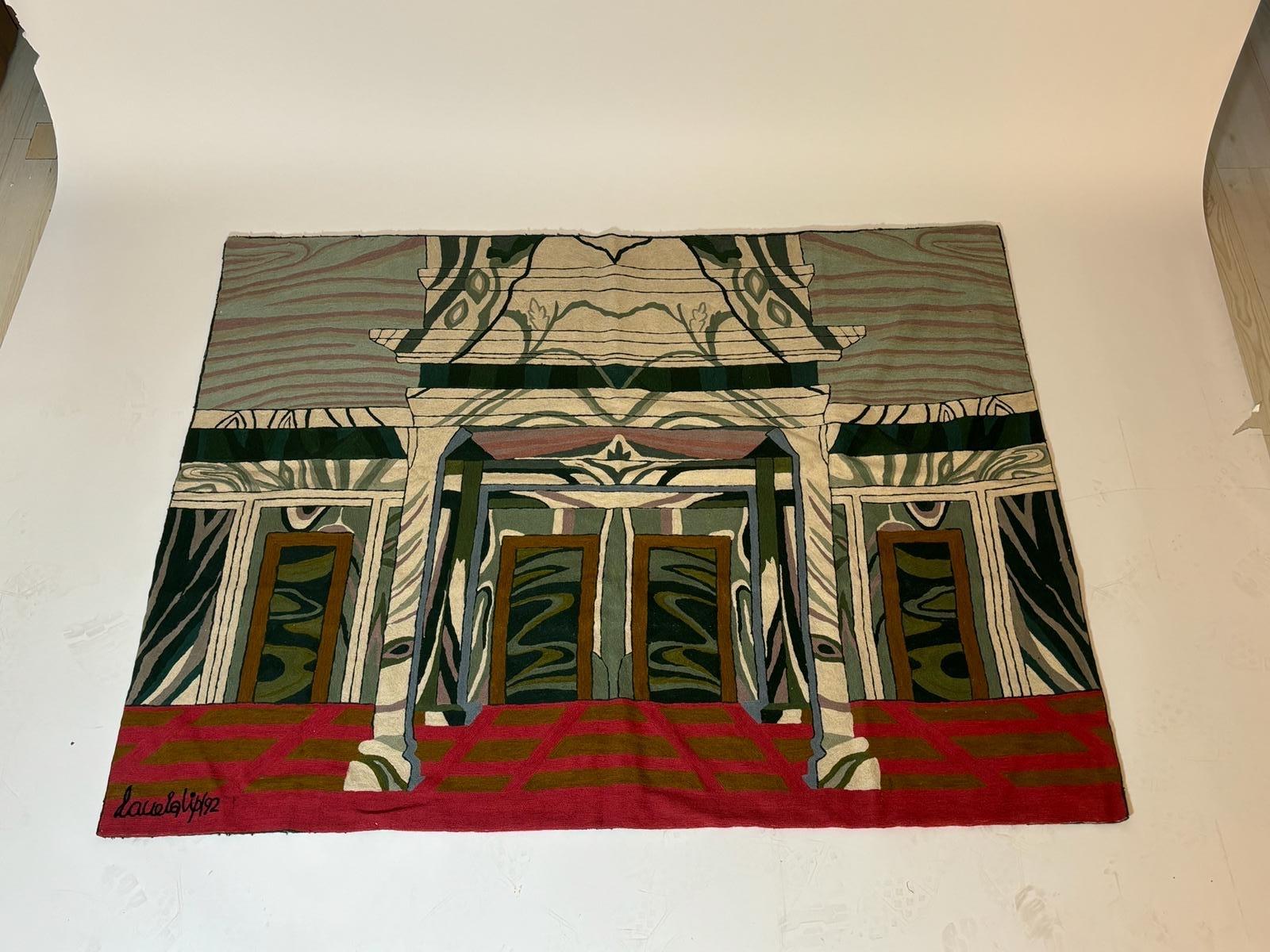 italien Tapisserie de laine rose de Nanda Vigo, 1992 en vente