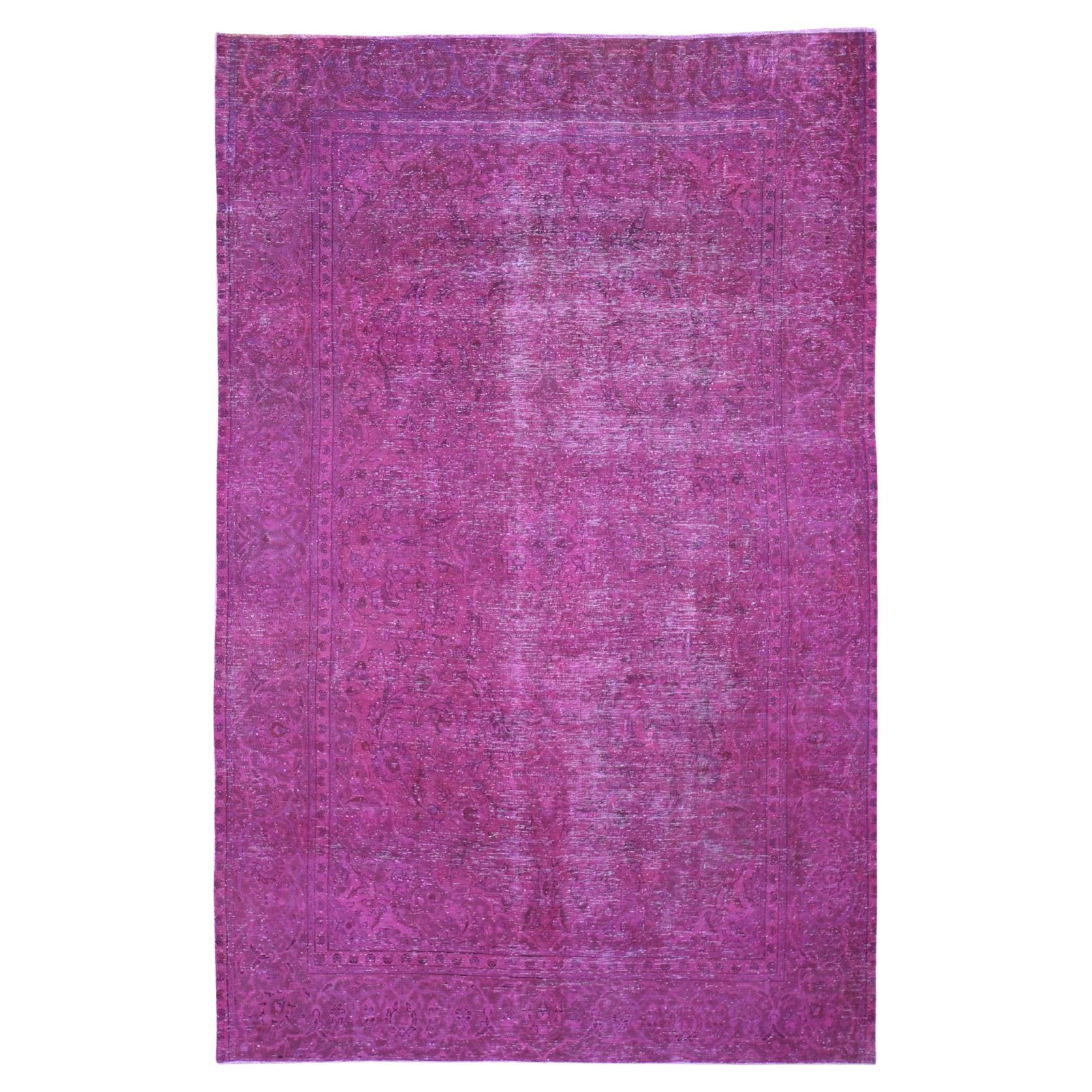Orientalischer handgeknüpfter Vintage-Teppich aus handgeknüpfter Wolle mit rosa überzogenem persischen Täbris