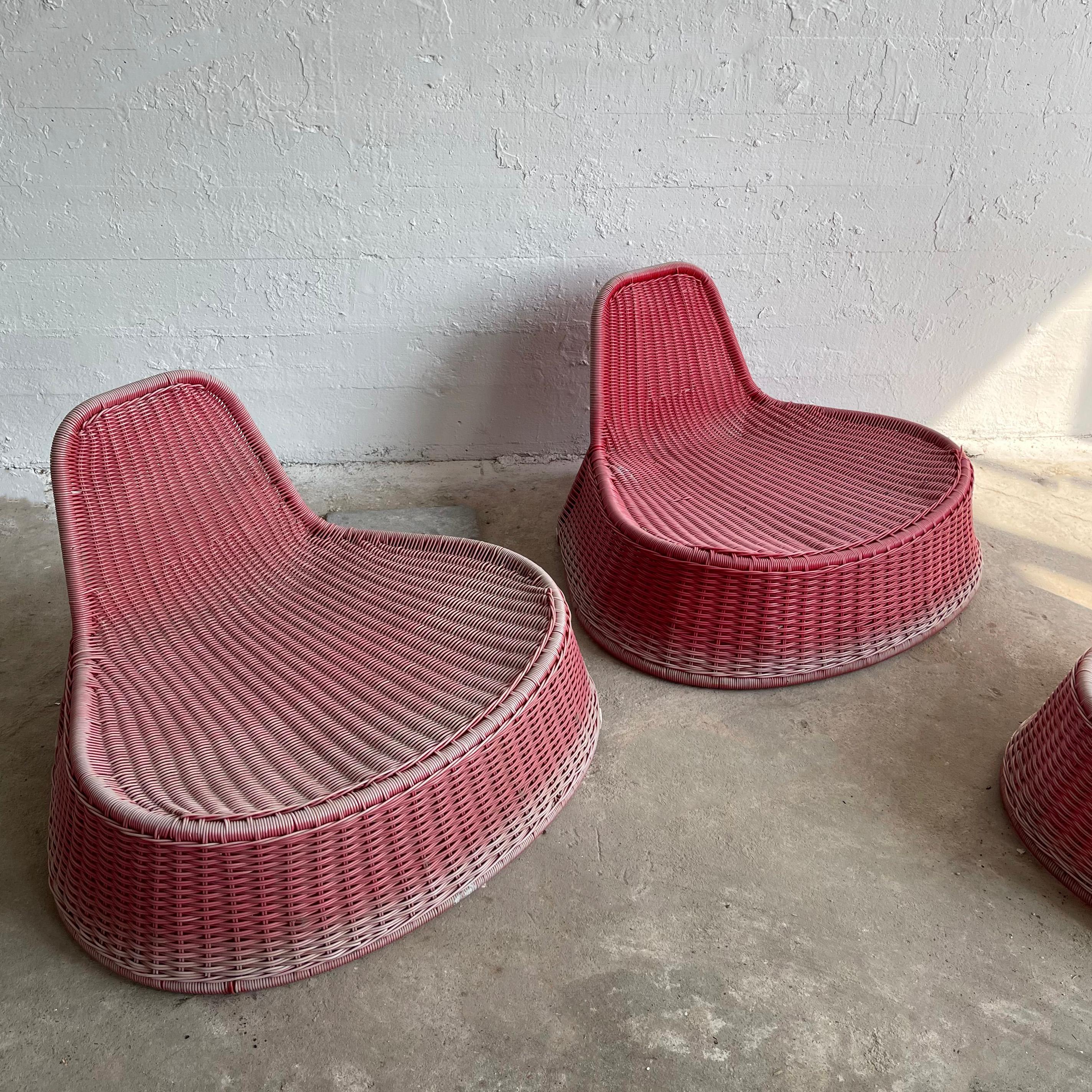 Pink Woven Outdoor Lounge Chairs By Monika Mulder For Ikea For Sale 1