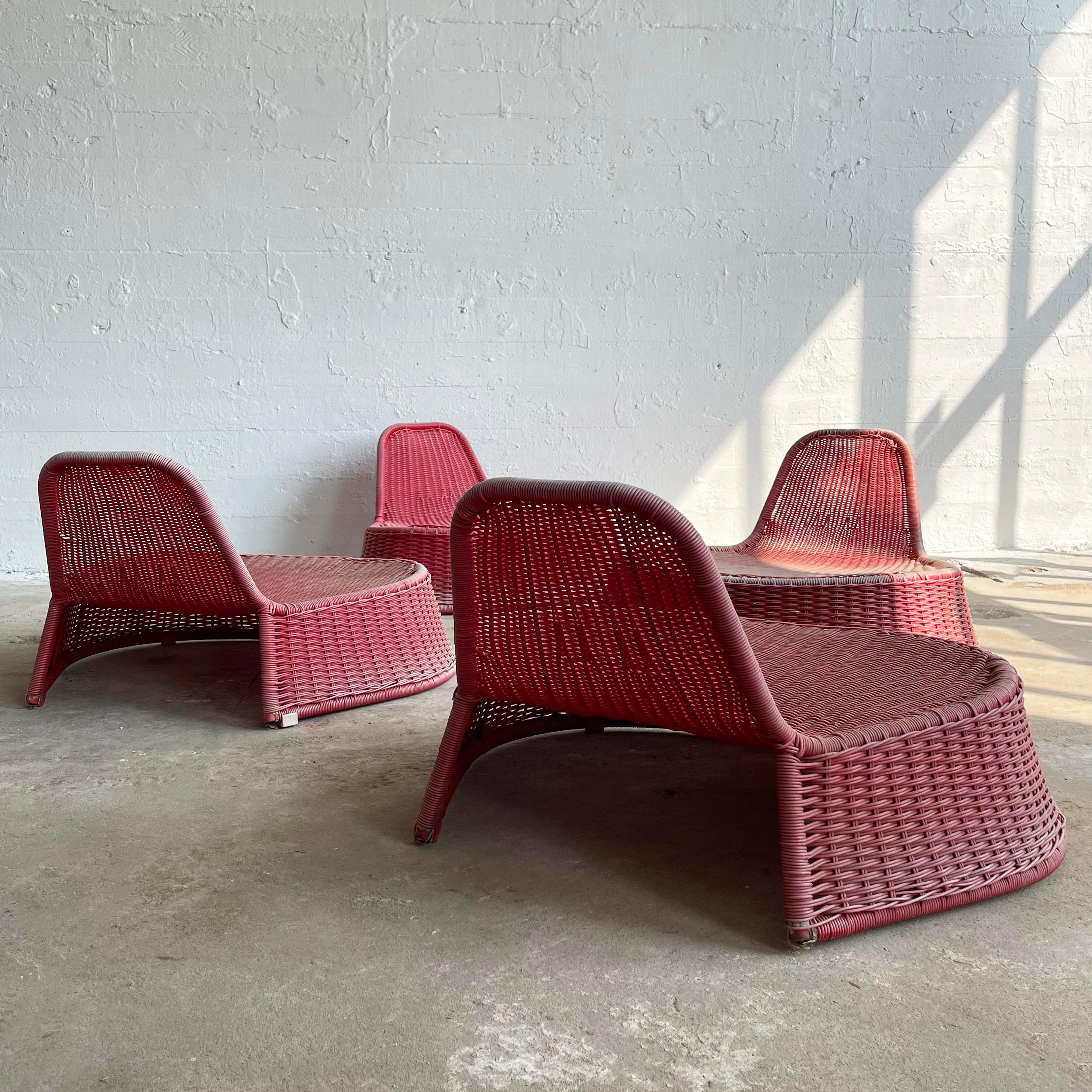 Pink Woven Outdoor Lounge Chairs By Monika Mulder For Ikea For Sale 2