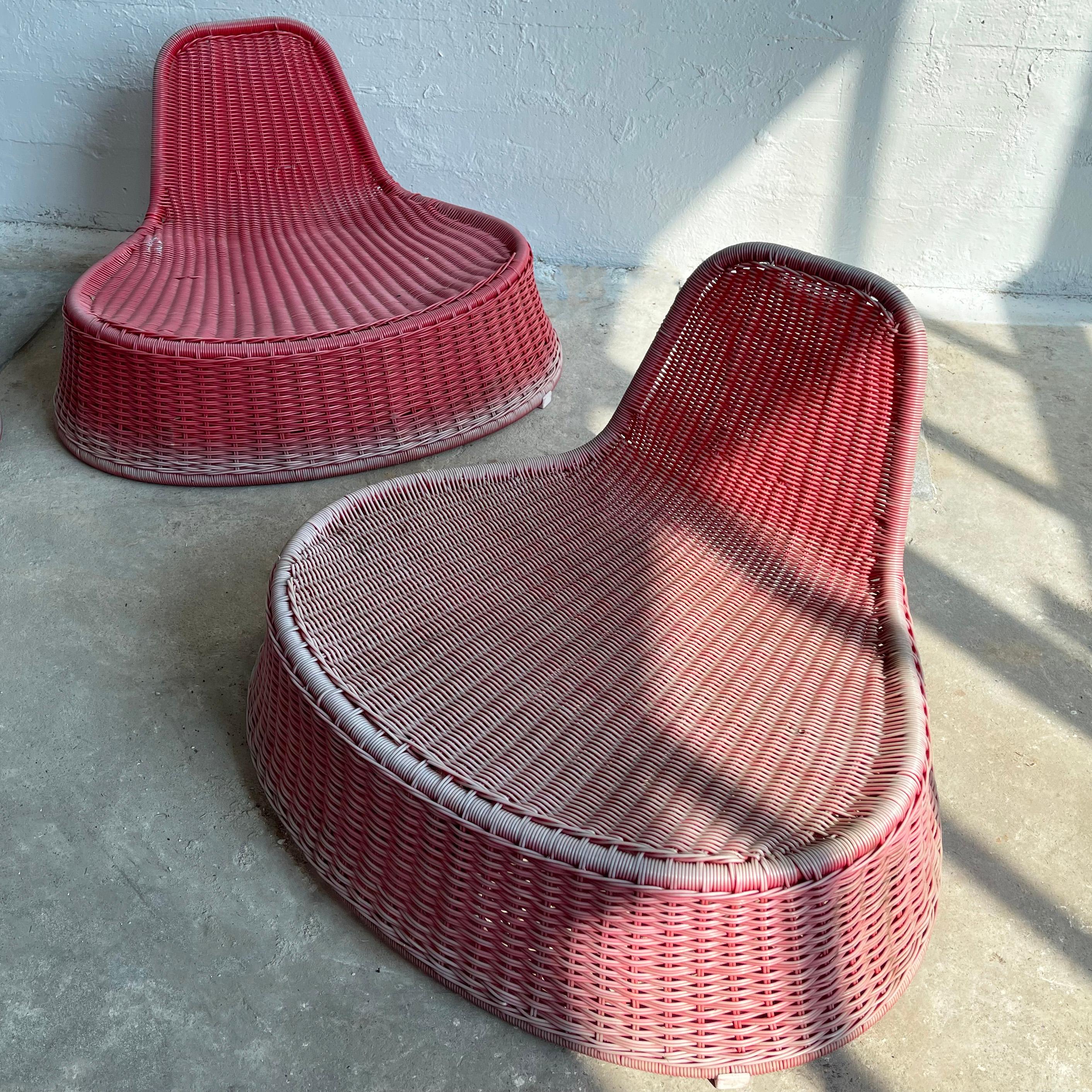 Pink Woven Outdoor Lounge Chairs By Monika Mulder For Ikea For Sale 3