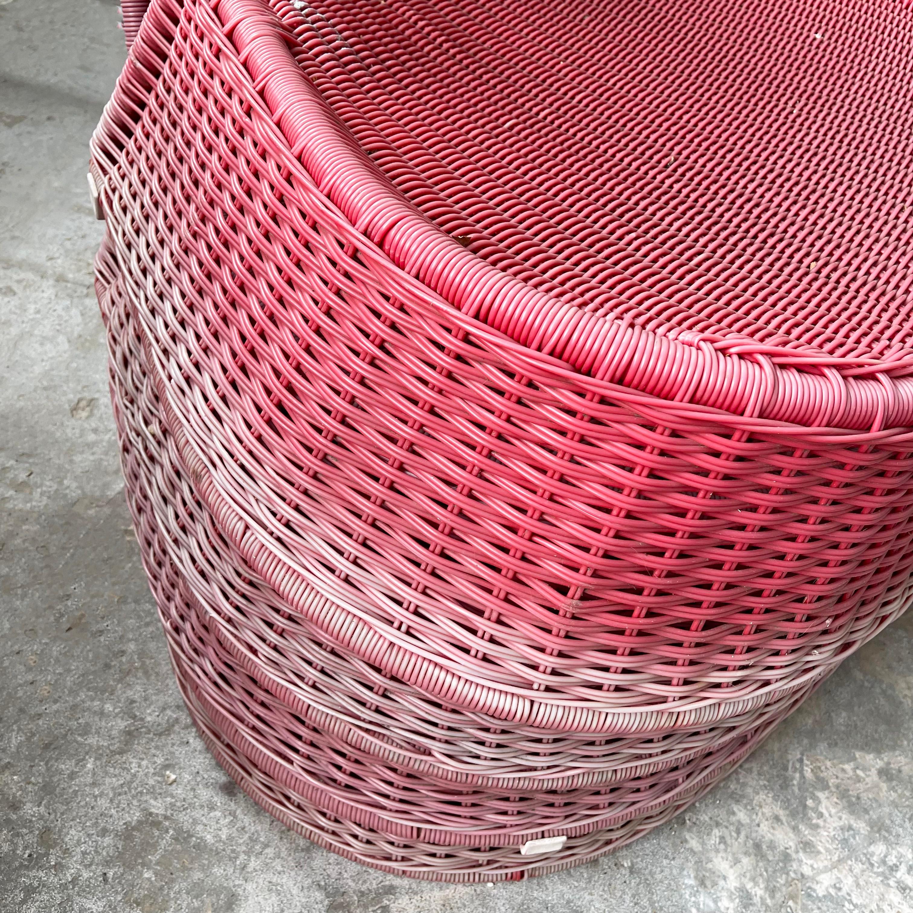Pink Woven Outdoor Lounge Chairs By Monika Mulder For Ikea For Sale 4
