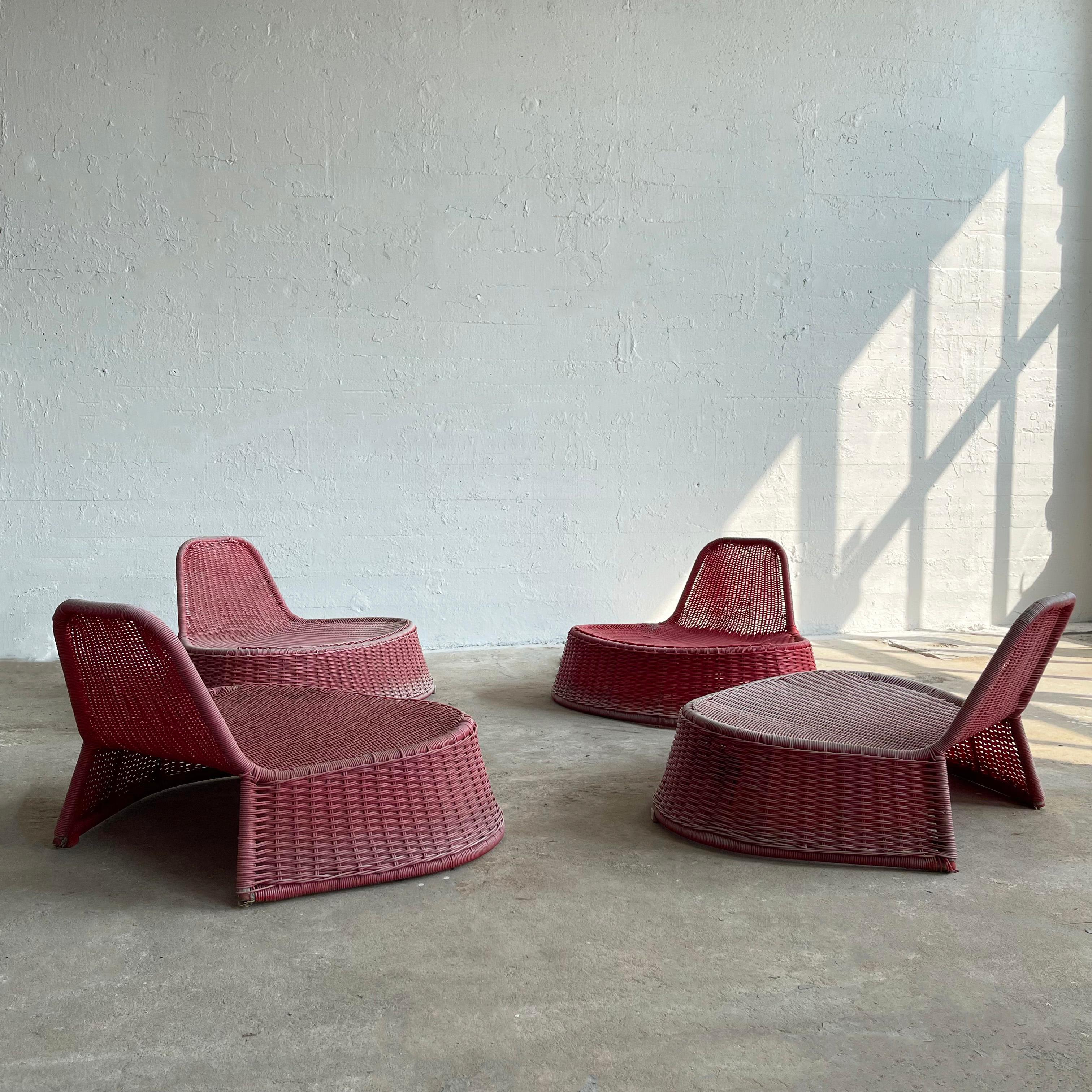 Rosa gewebte Lounge-Stühle für draußen von Monika Mulder für Ikea (Schwedisch) im Angebot