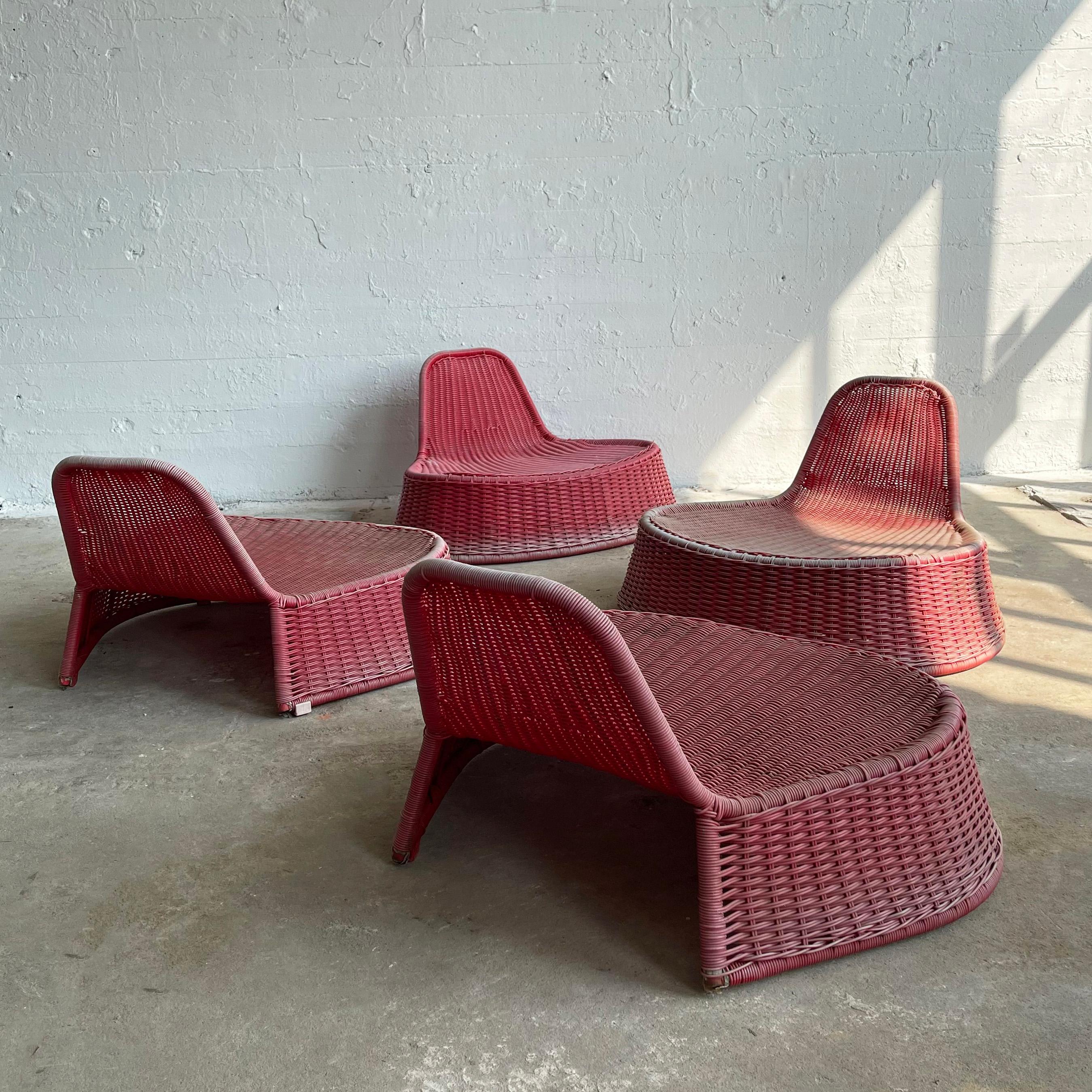 Rosa gewebte Lounge-Stühle für draußen von Monika Mulder für Ikea (Gewebt) im Angebot