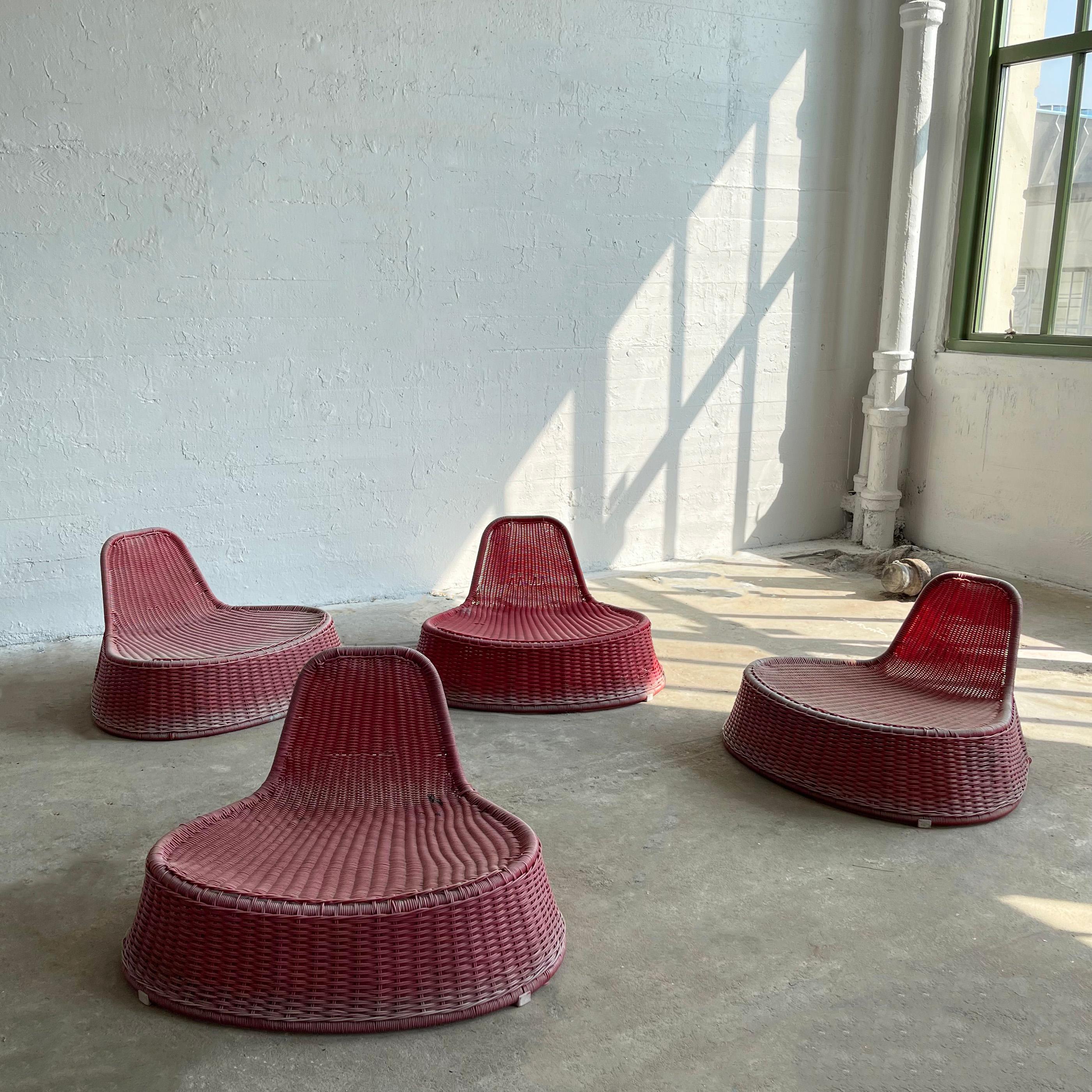 Organic Modern Pink Woven Outdoor Lounge Chairs By Monika Mulder For Ikea For Sale