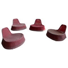 Pink Woven Outdoor Lounge Chairs By Monika Mulder For Ikea