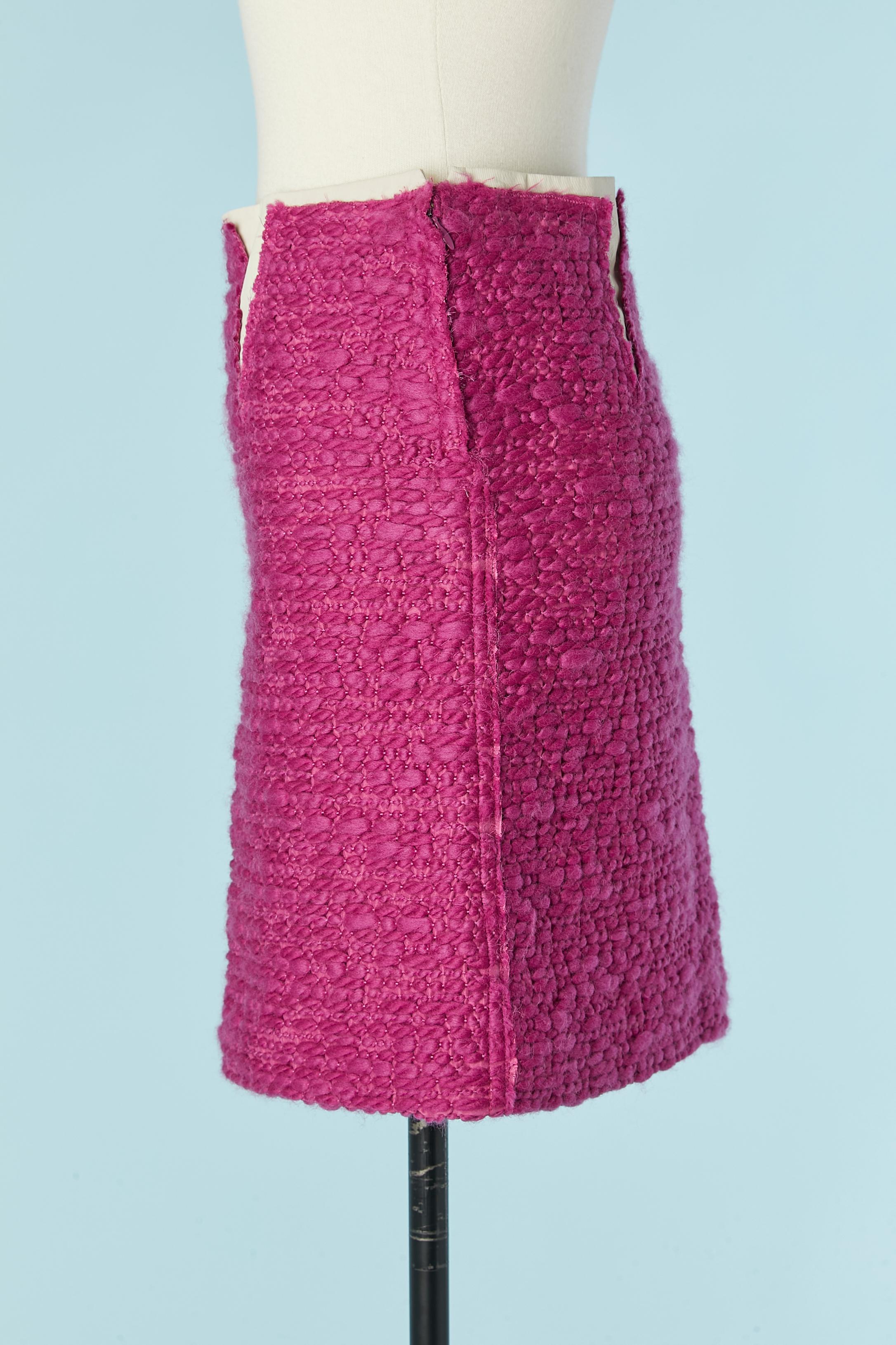 Women's Pink woven wool threads appliqué on cotton base skirt Bottega Veneta For Sale