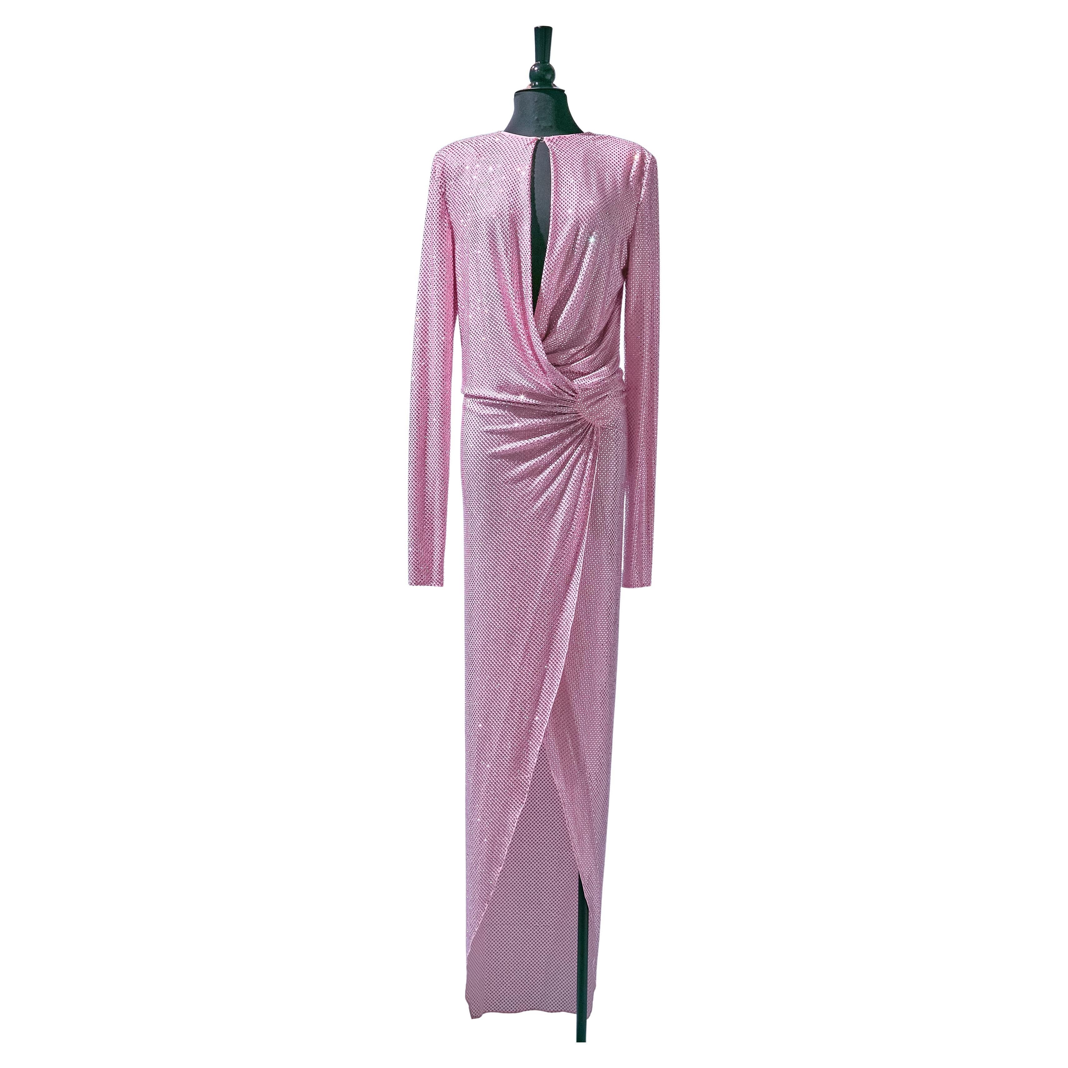 Pink wrapped and draped jersey evening dress ALEXANDRE VAUTHIER