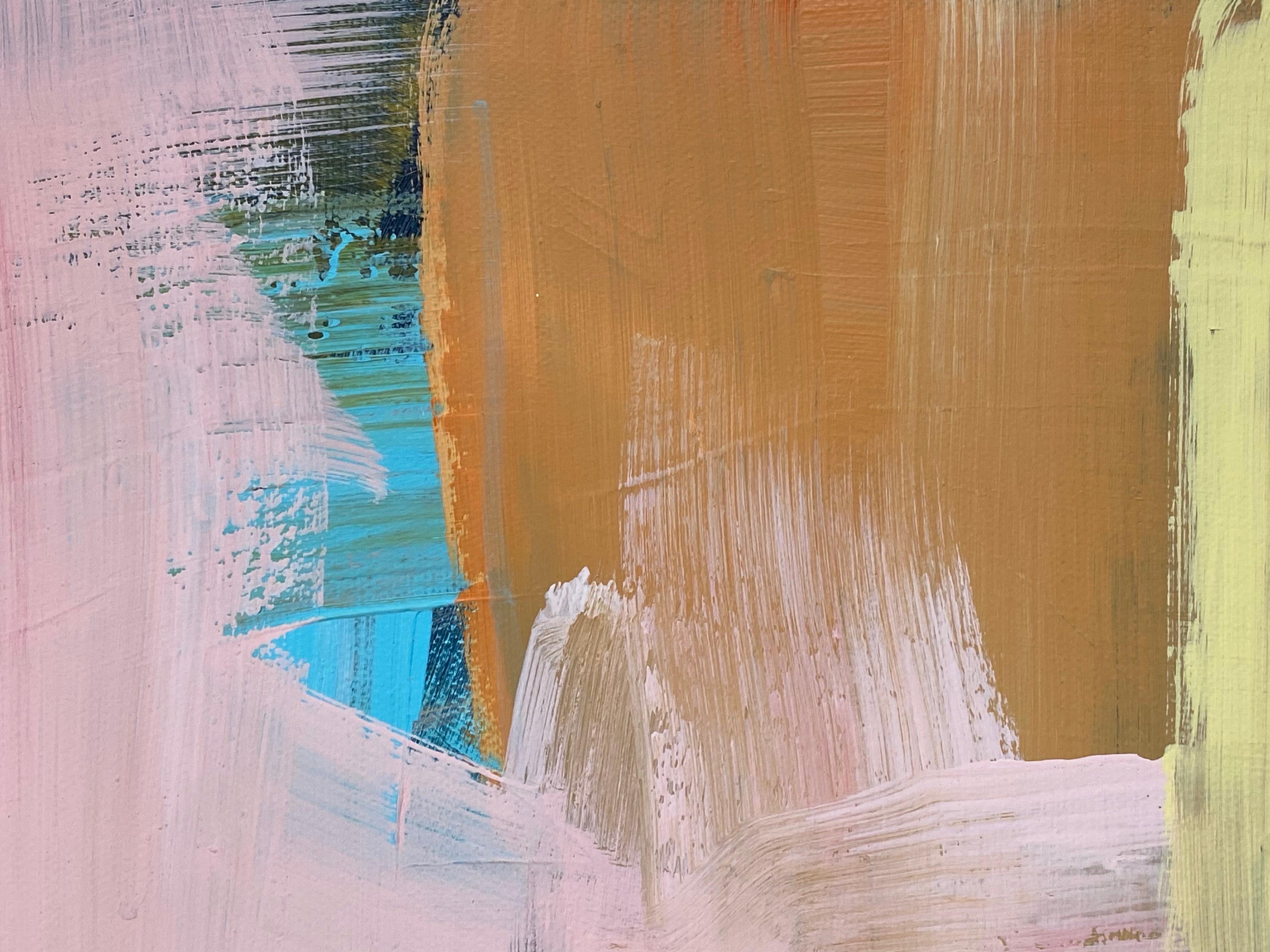 Pink Yellow Blue Abstract Contemporary Painting 