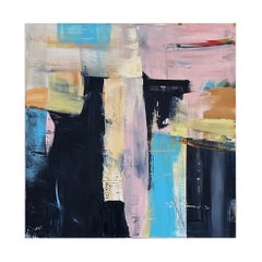 Pink Yellow Blue Abstract Contemporary Painting "Palm Springs" by Rebecca Ruoff