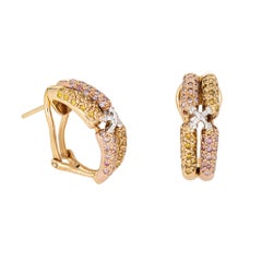 Pendientes de diamantes de color rosa y amarillo Estate 18k Yellow Gold Shrimp Jewelry