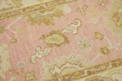 Pink & Yellow Floral Design Handwoven Wool Turkish Oushak Rug 3' x 4'6"