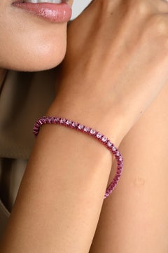 Pink Zircon Tennis Bracelet Wedding for Anniversary Gift in 925 Silver Jewelry