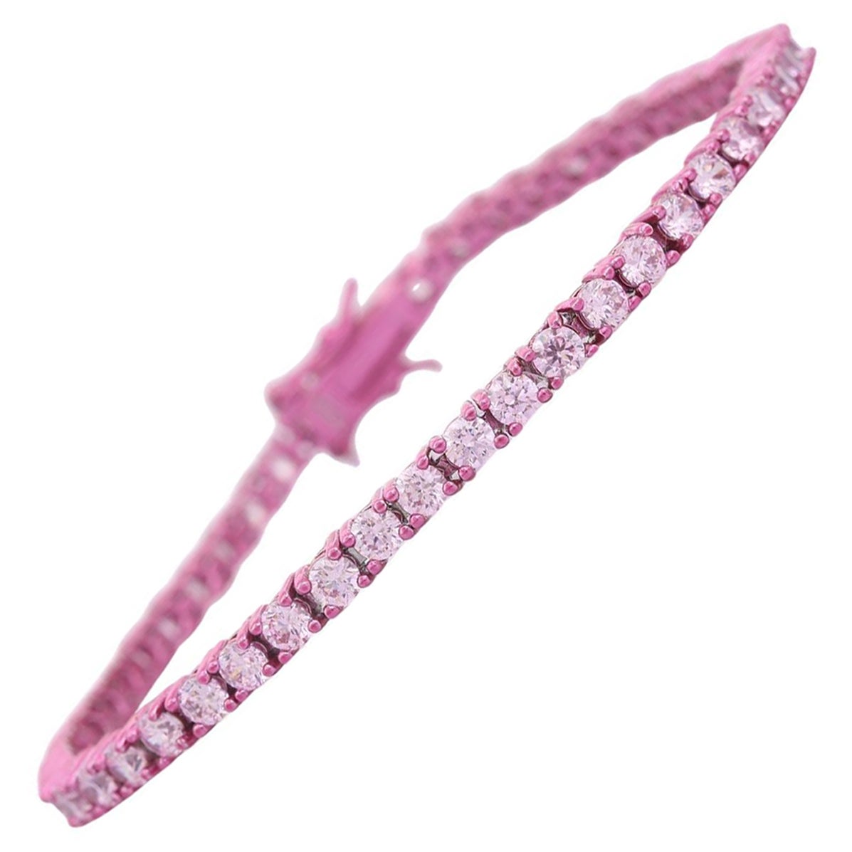 Rosa circón pulsera de tenis de la boda para el regalo de aniversario en joyería de plata 925