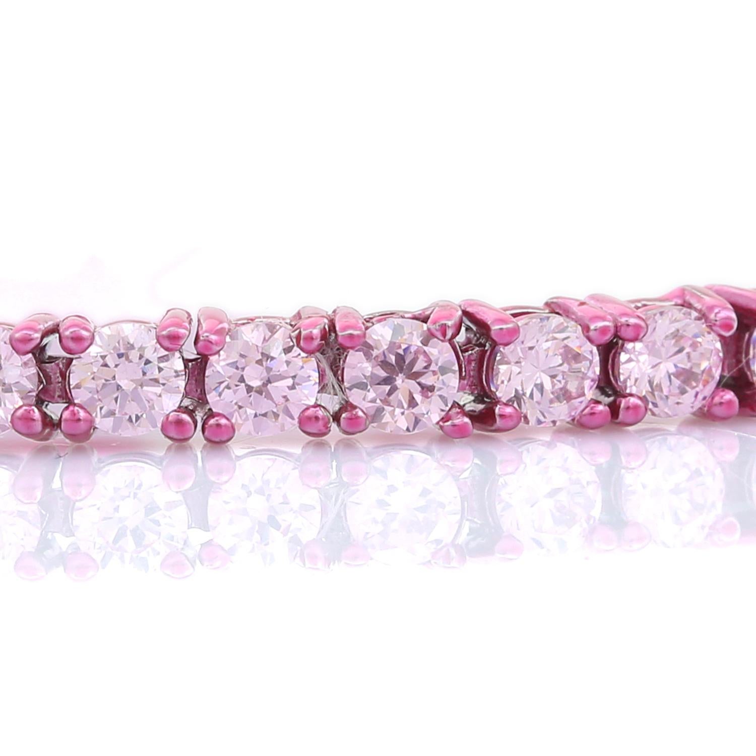 Art Nouveau Pink Zircon Tennis Bracelet Wedding Gift for Mom in 925 Sterling Silver Jewelry For Sale