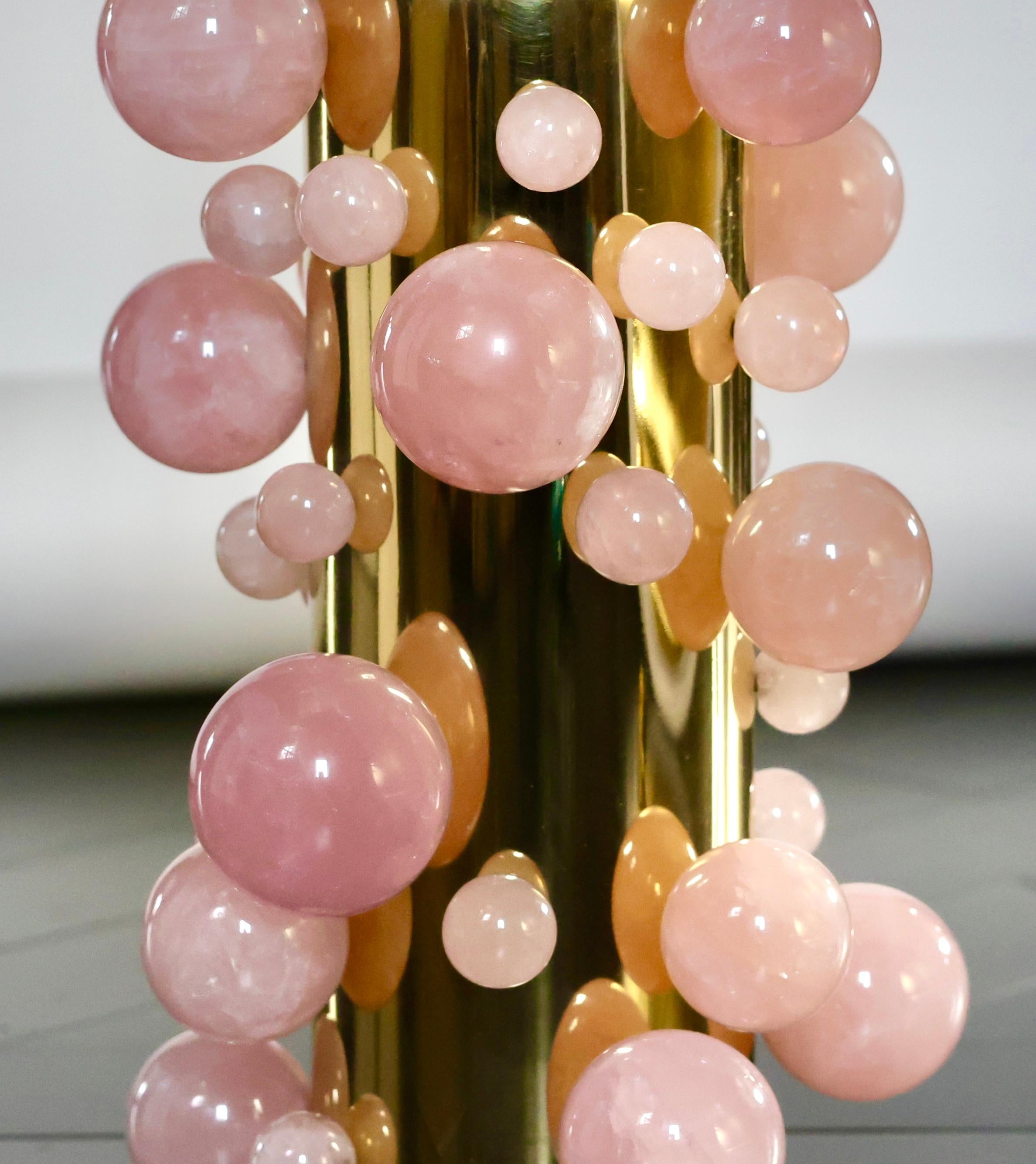 Pink40 Rock Crystal Bubble Lamps By Phoenix  In New Condition For Sale In New York, NY