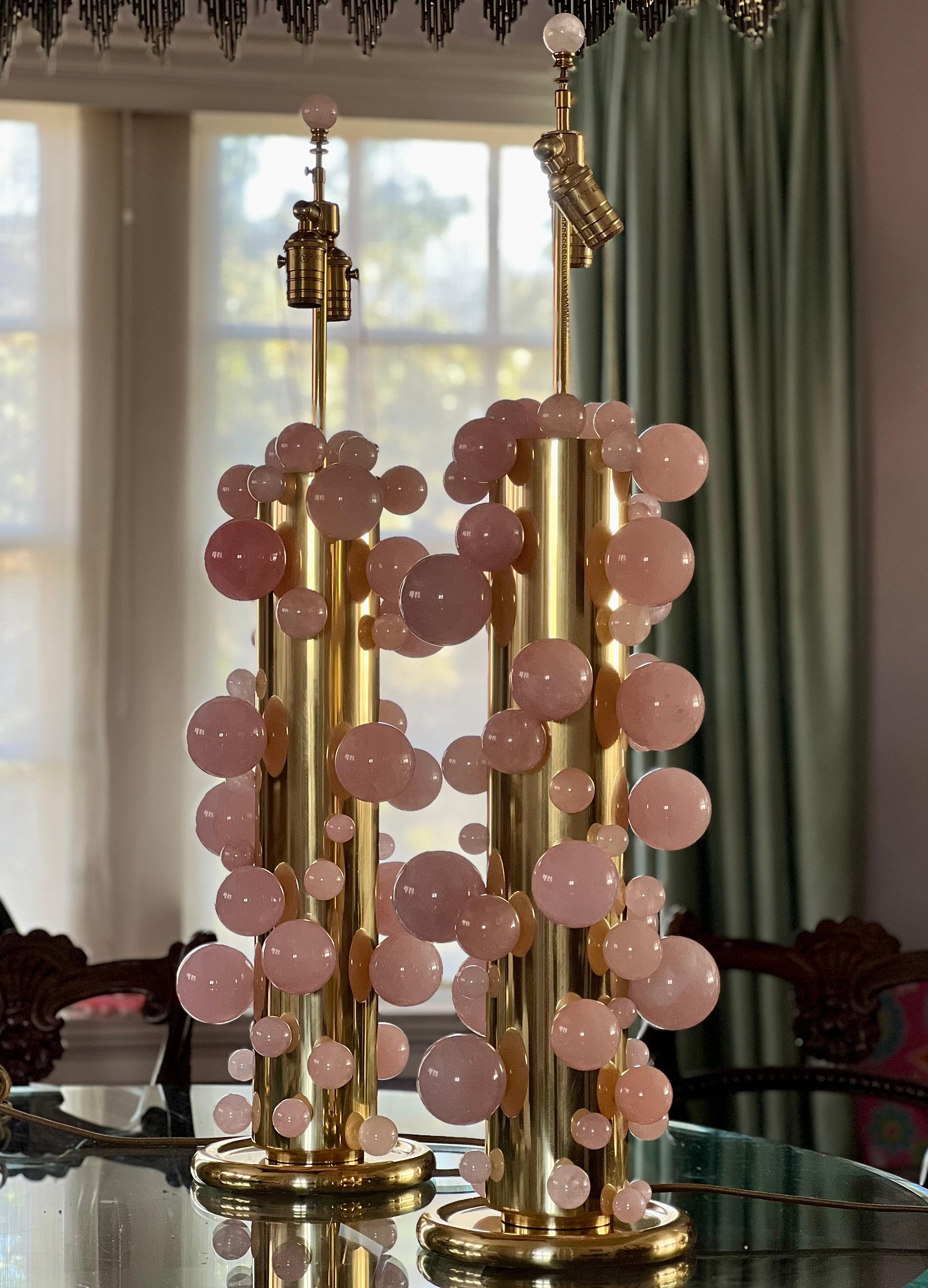 Pink40 Rock Crystal Bubble Lamps By Phoenix  For Sale 1