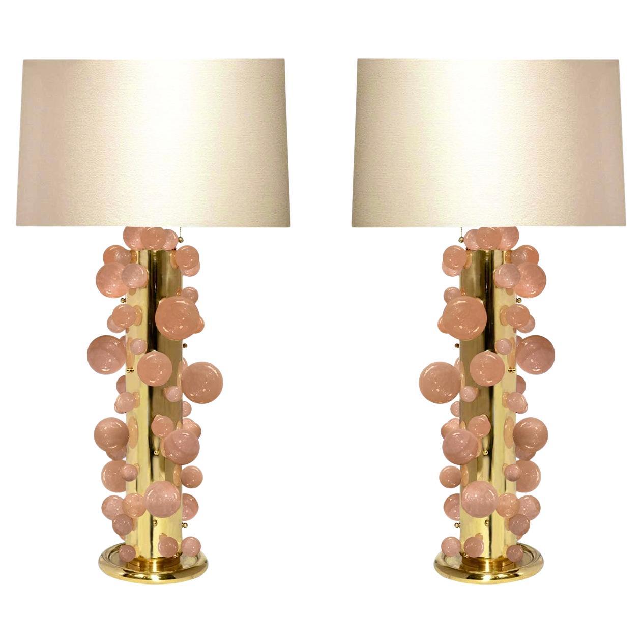 Pink40 Rock Crystal Bubble Lamps By Phoenix  For Sale