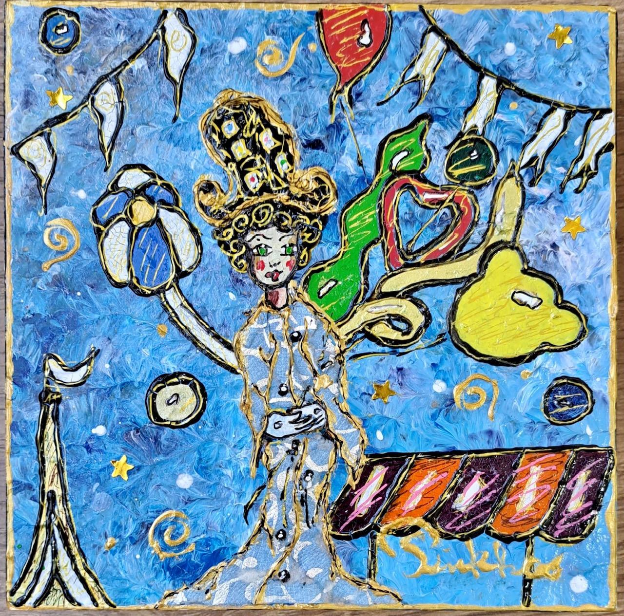 Marchand de ballons - Poesia - Circo - Lo spirito di Chagall - Pezzo unico - Painting di PINKHAS