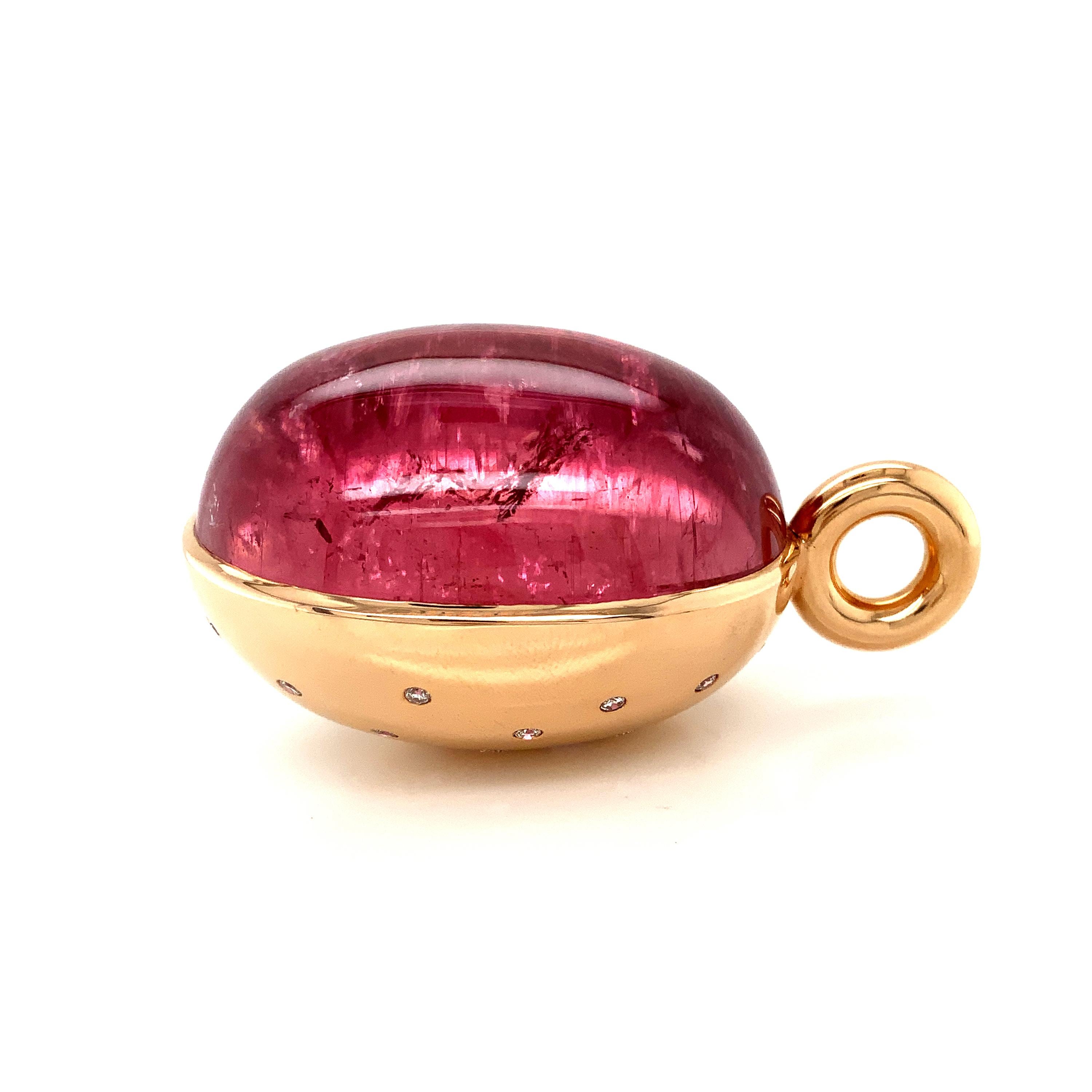 Georg Spreng - Pinkie Pendant 18K Rosé Gold Natural Pink Red Rubelite, Diamond In New Condition For Sale In Waldstetten, DE