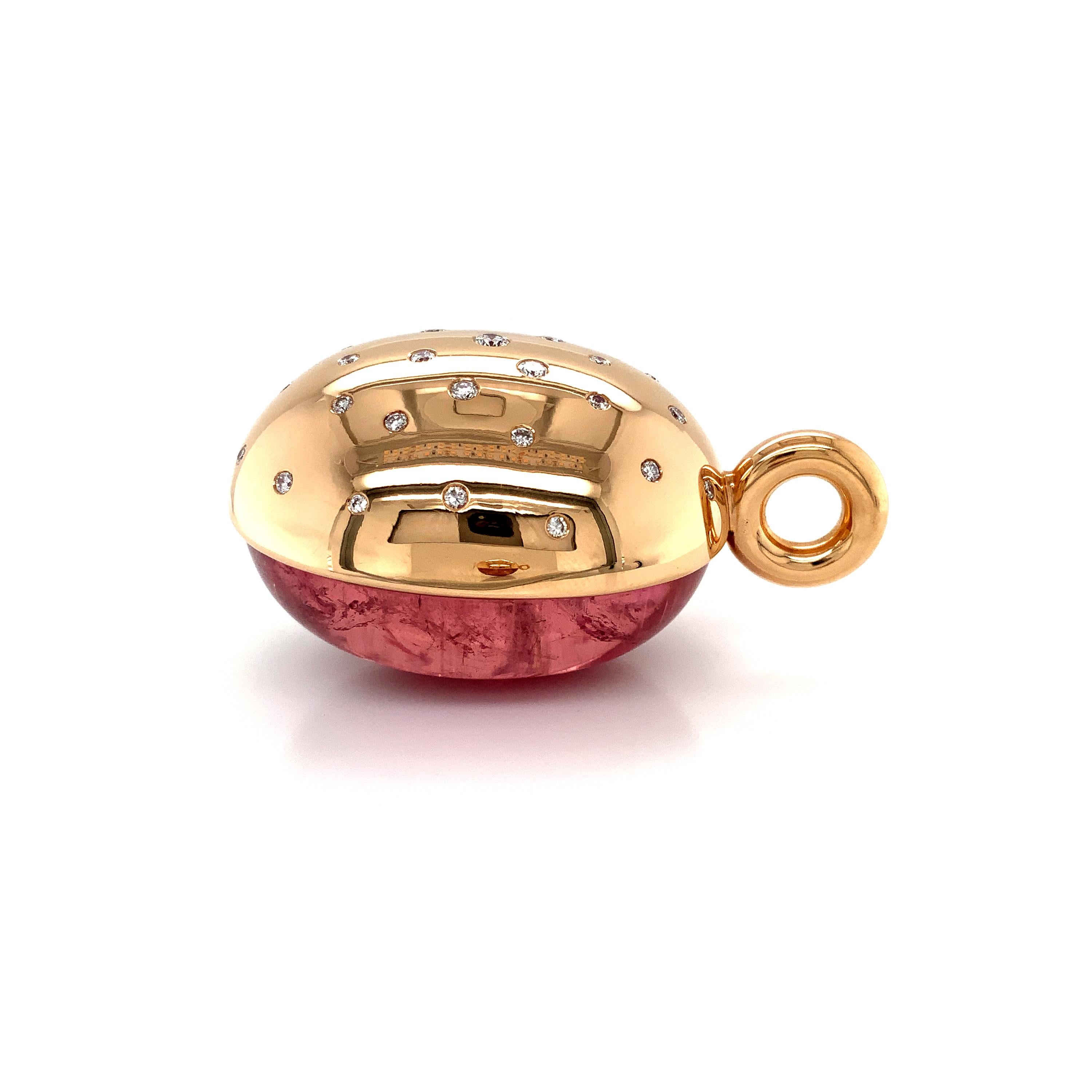 Georg Spreng - Pinkie Pendant 18K Rosé Gold Natural Pink Red Rubelite, Diamond For Sale 3