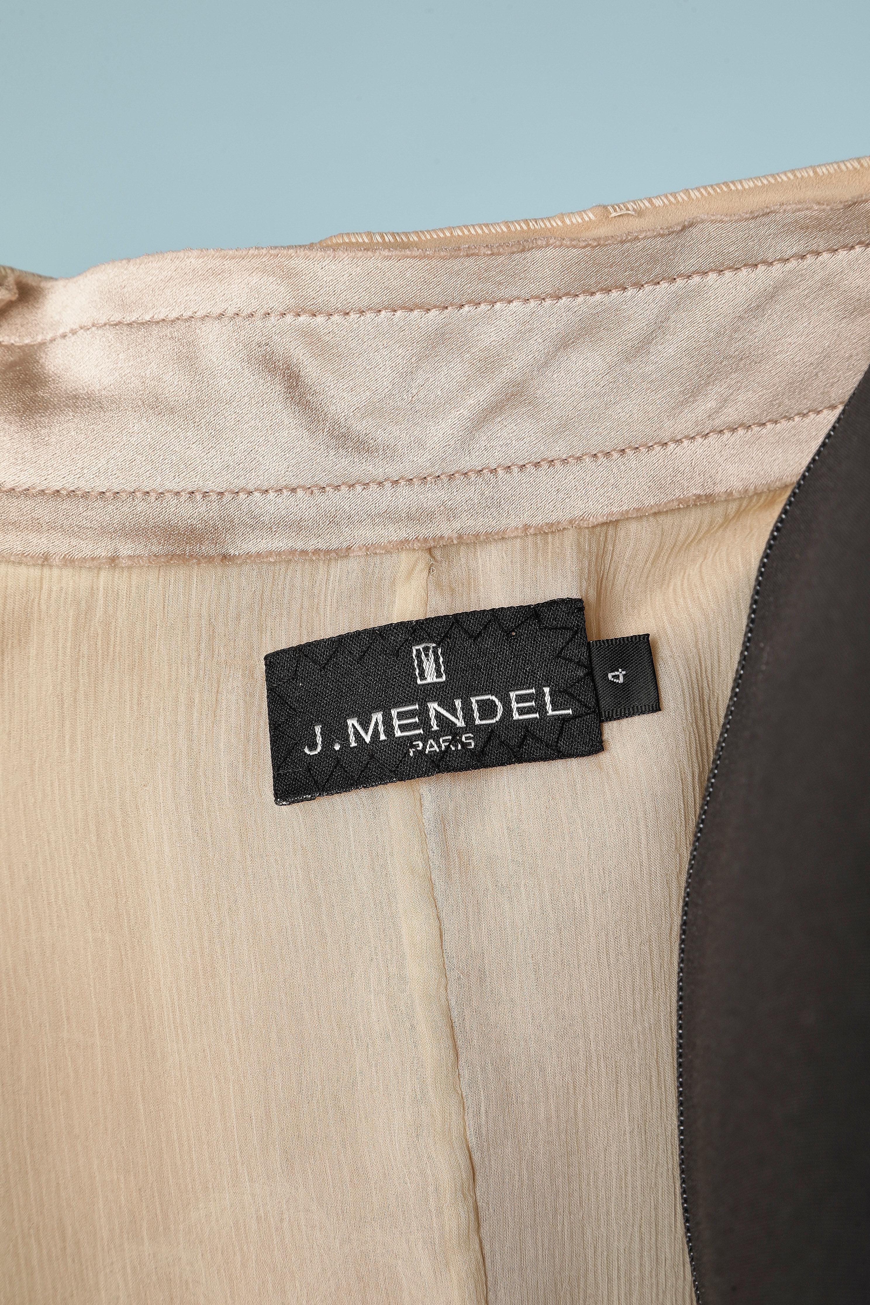 Pinkish beige suede jacket with suede and leather flowers appliqué J Mendel For Sale 4