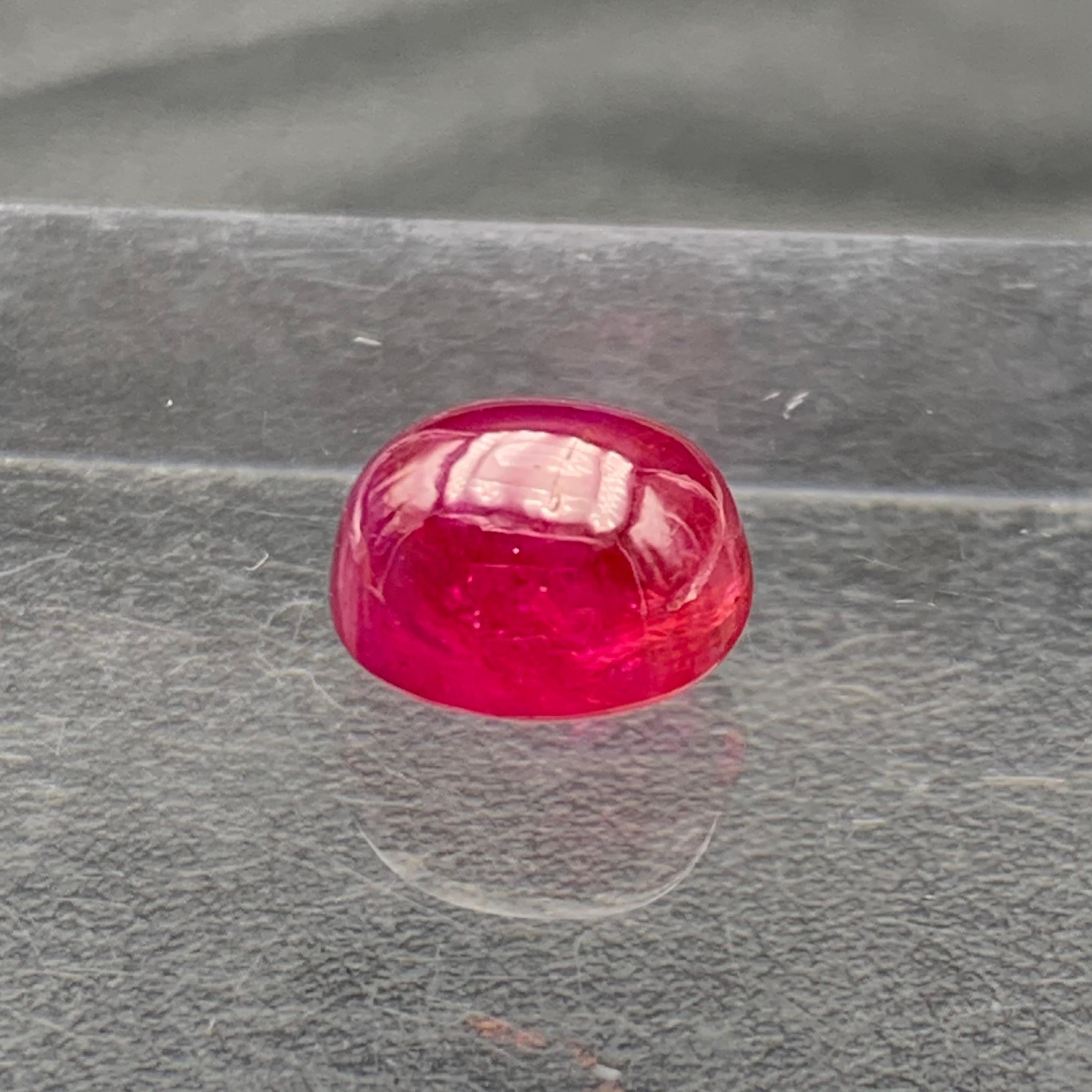 Pinkish Hue Red Natural Ruby Ring Loose Gemstone 5.90 Ct Cabochon for Jewelry For Sale 6