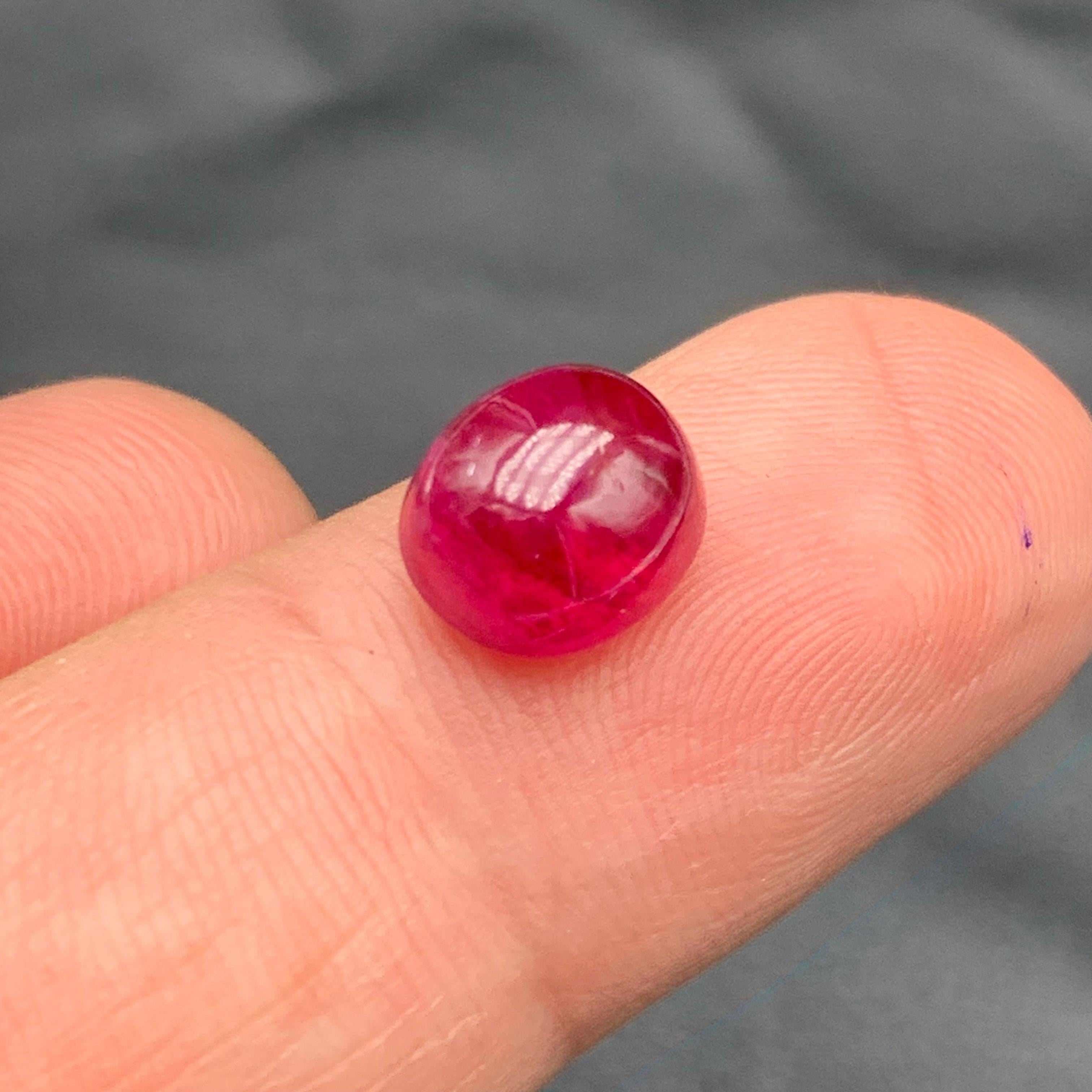 Pinkish Hue Red Natural Ruby Ring Loose Gemstone 5.90 Ct Cabochon for Jewelry For Sale 8