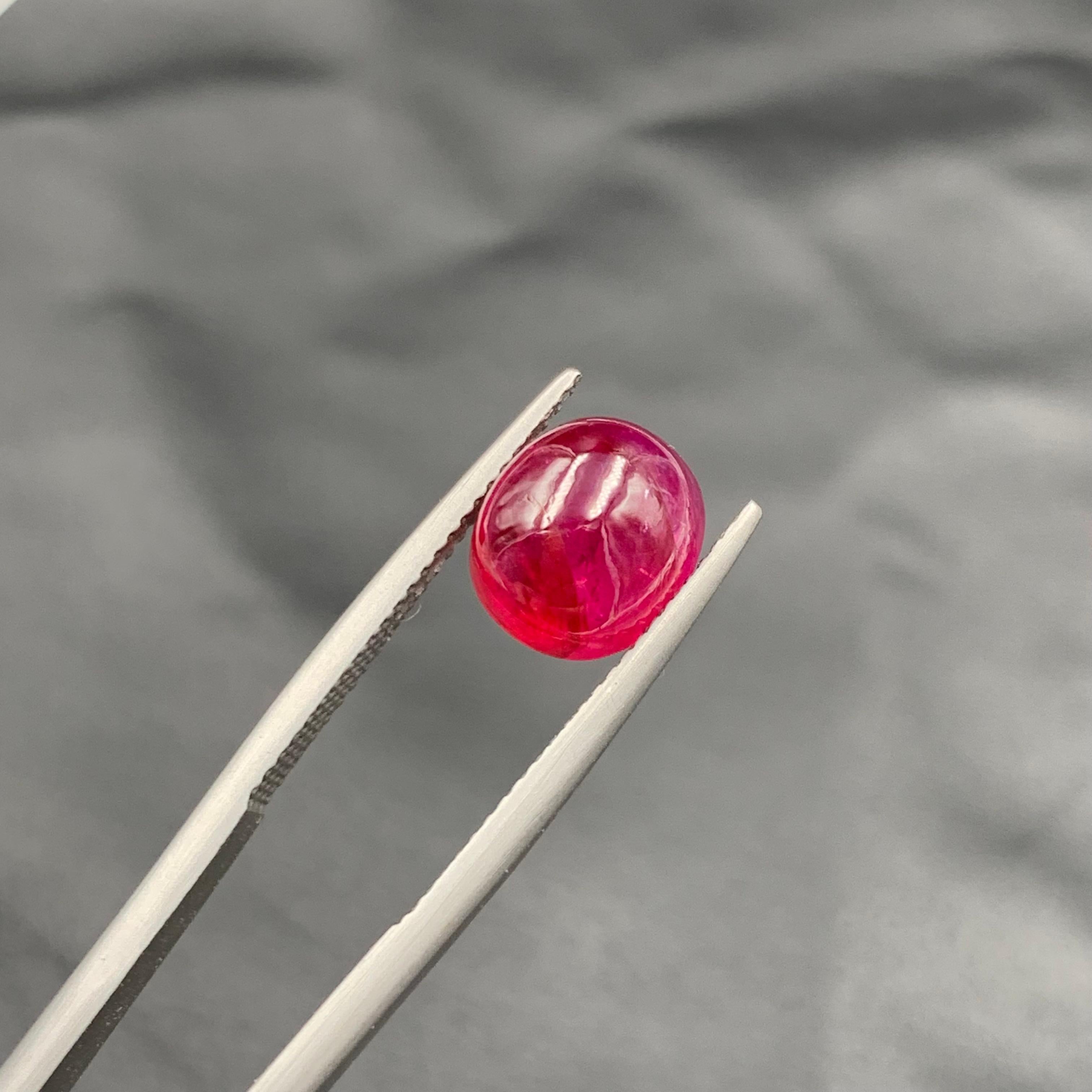 Pinkish Hue Red Natural Ruby Ring Loose Gemstone 5.90 Ct Cabochon for Jewelry For Sale 1