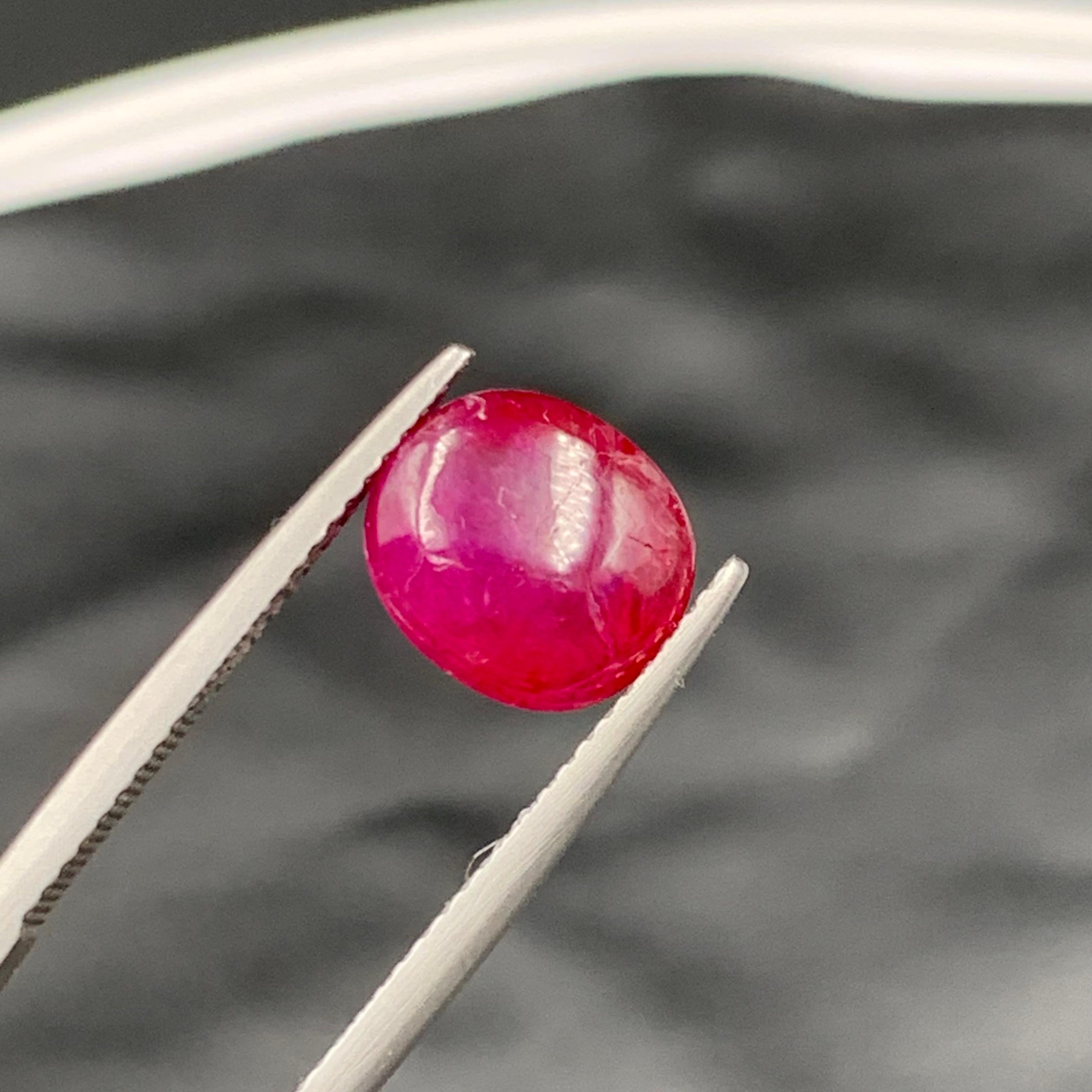 Pinkish Hue Red Natural Ruby Ring Loose Gemstone 5.90 Ct Cabochon for Jewelry For Sale 3
