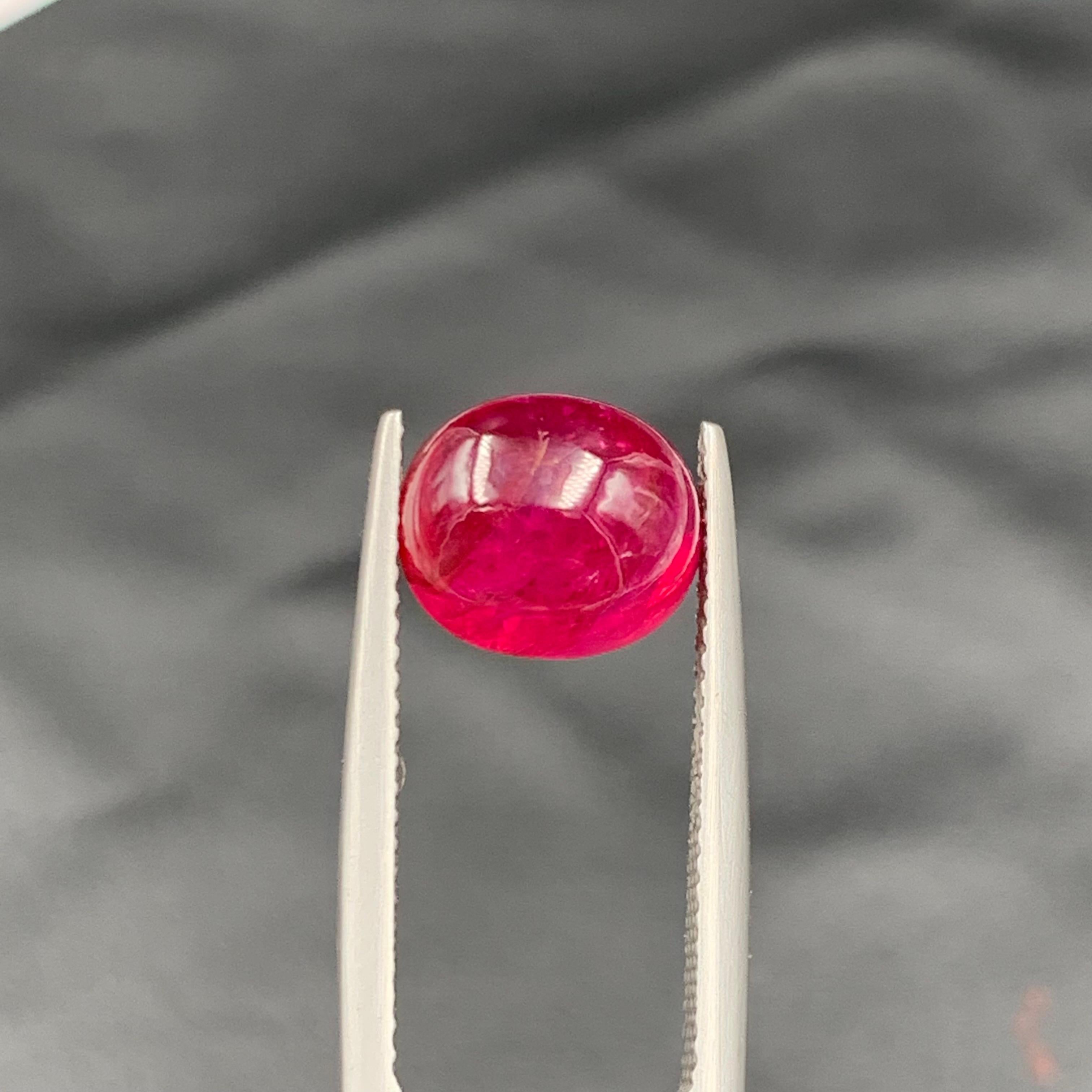 Pinkish Hue Red Natural Ruby Ring Loose Gemstone 5.90 Ct Cabochon for Jewelry For Sale 4