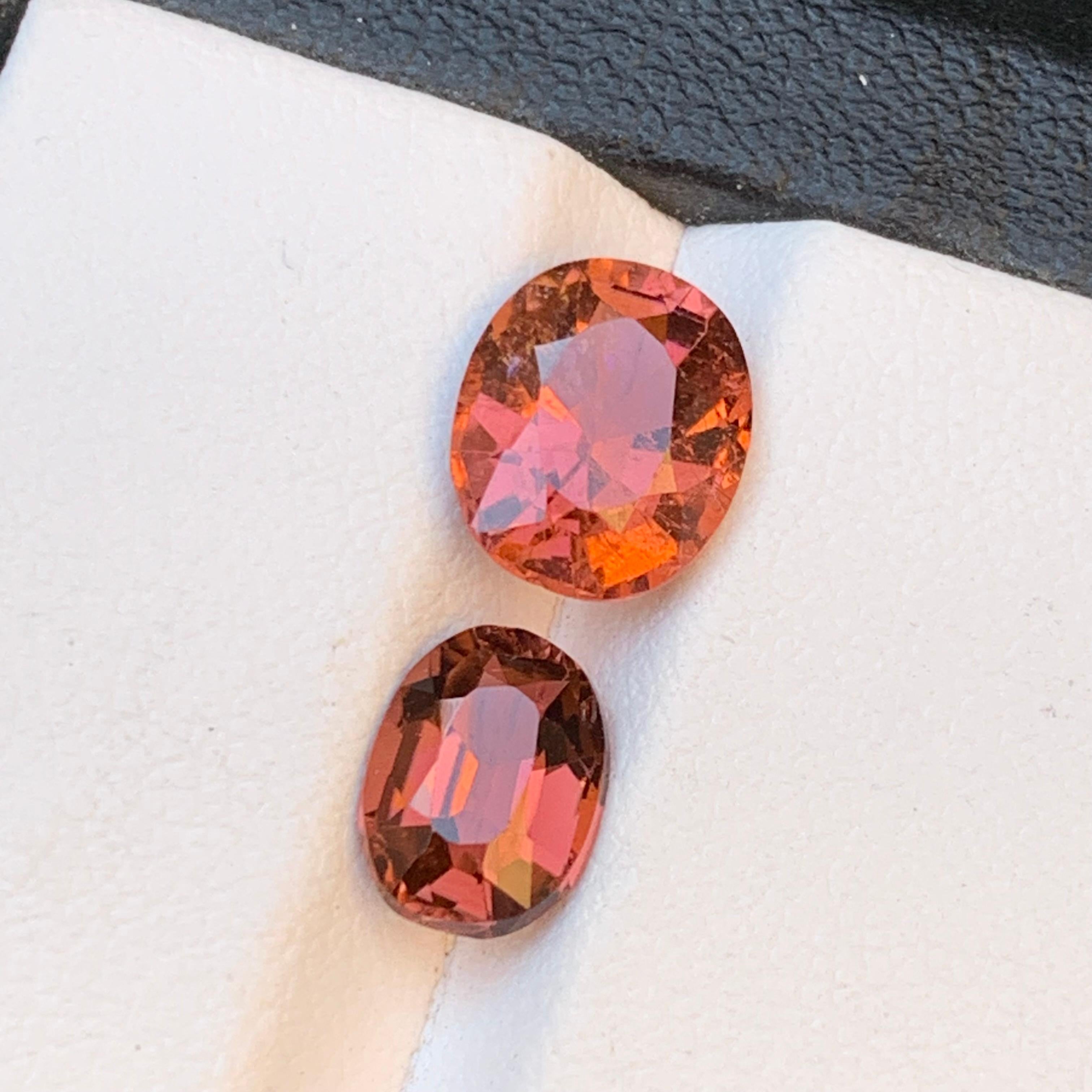 Pinkish Orange Natural Tourmaline Loose Gemstones 3.60 Ct Antique Oval Cushion For Sale 4