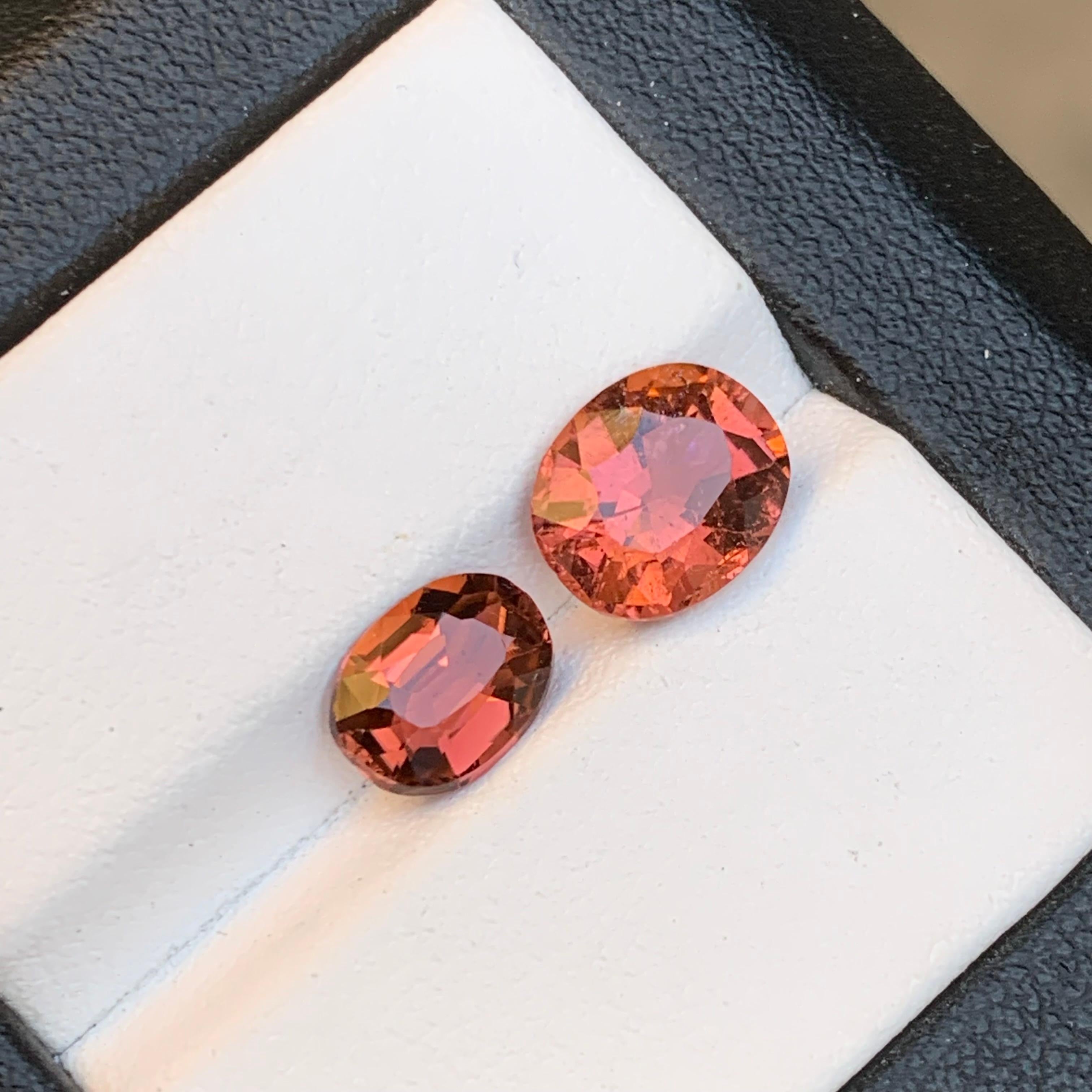 Pinkish Orange Natural Tourmaline Loose Gemstones 3.60 Ct Antique Oval Cushion For Sale 5