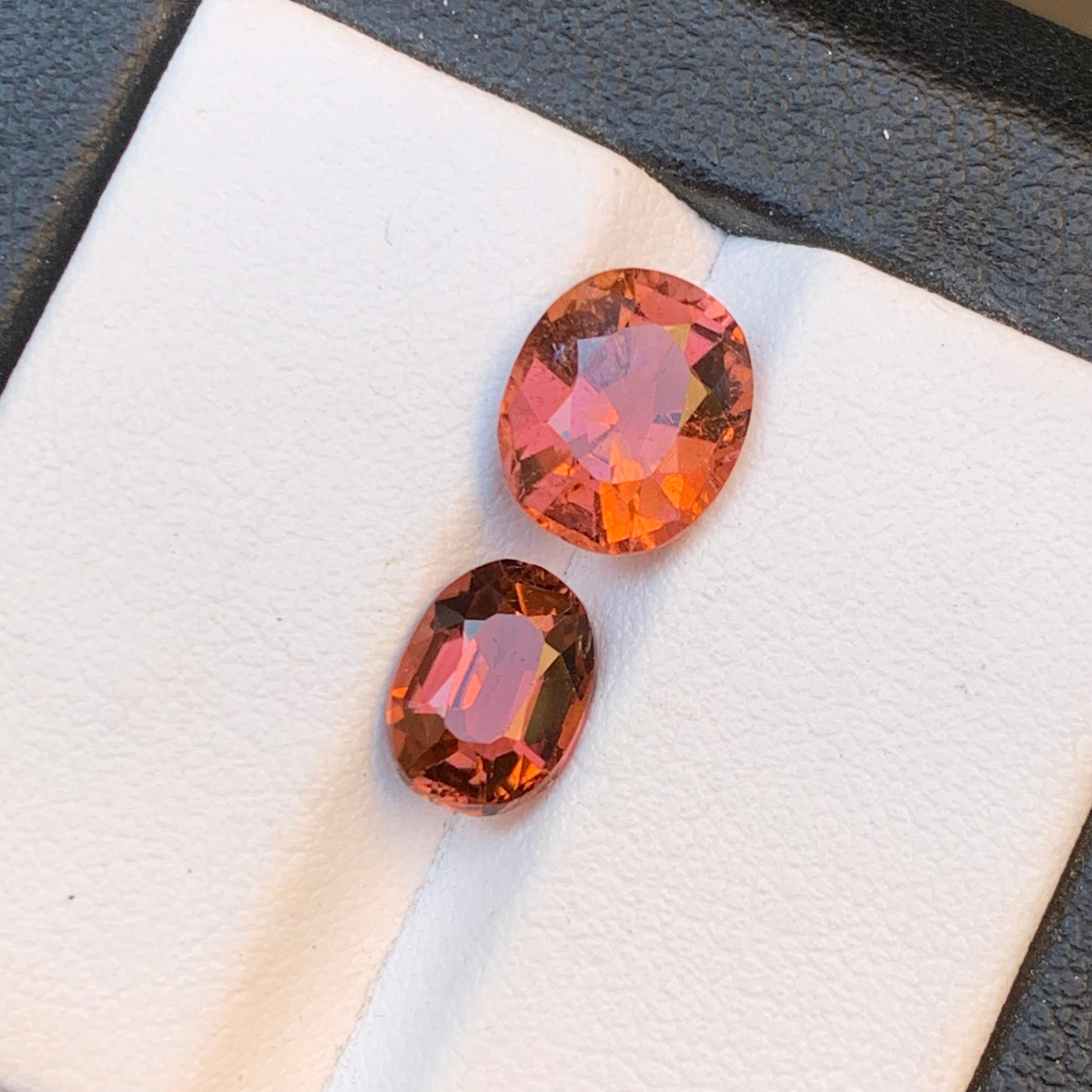 Pinkish Orange Natural Tourmaline Loose Gemstones 3.60 Ct Antique Oval Cushion For Sale 6