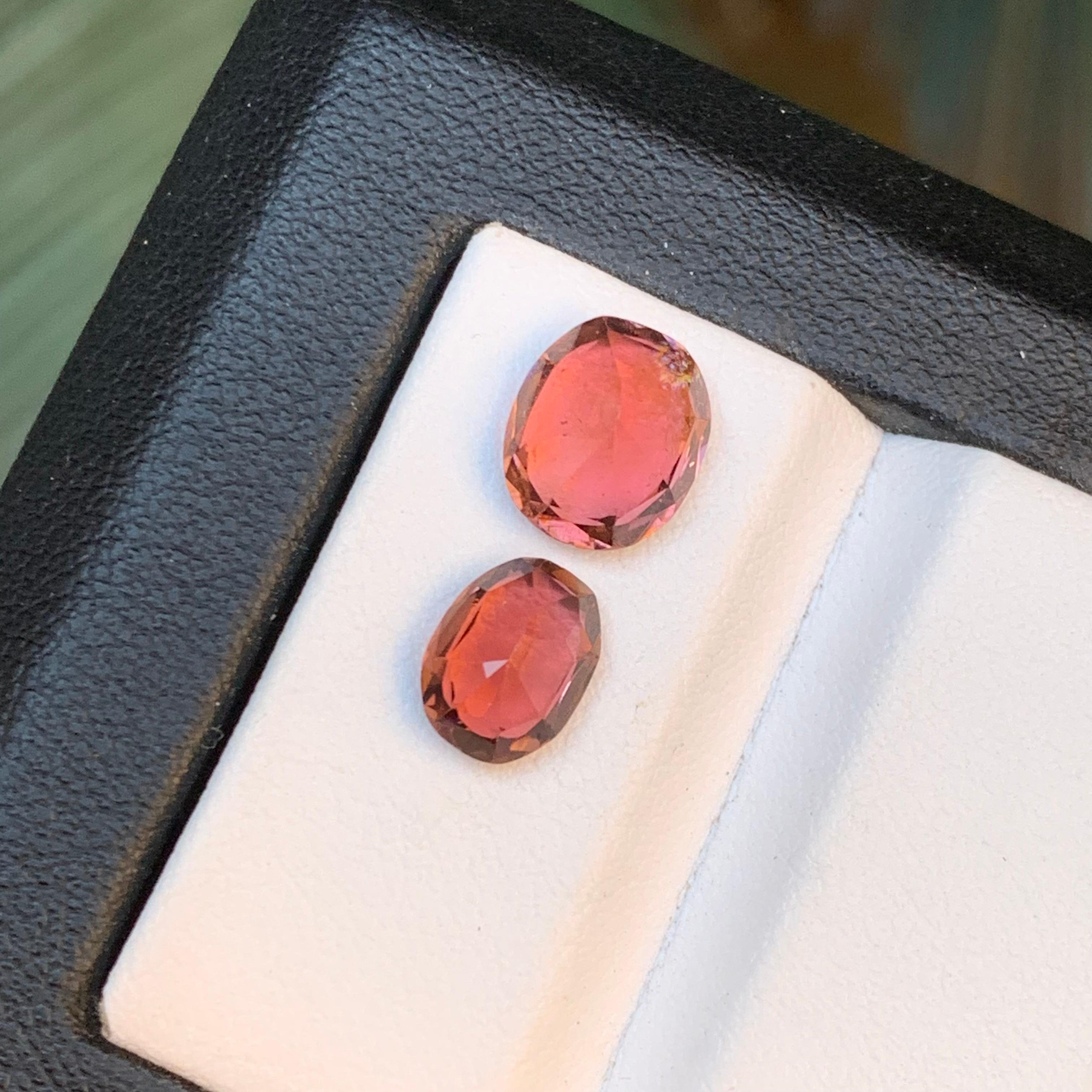 Oval Cut Pinkish Orange Natural Tourmaline Loose Gemstones 3.60 Ct Antique Oval Cushion For Sale