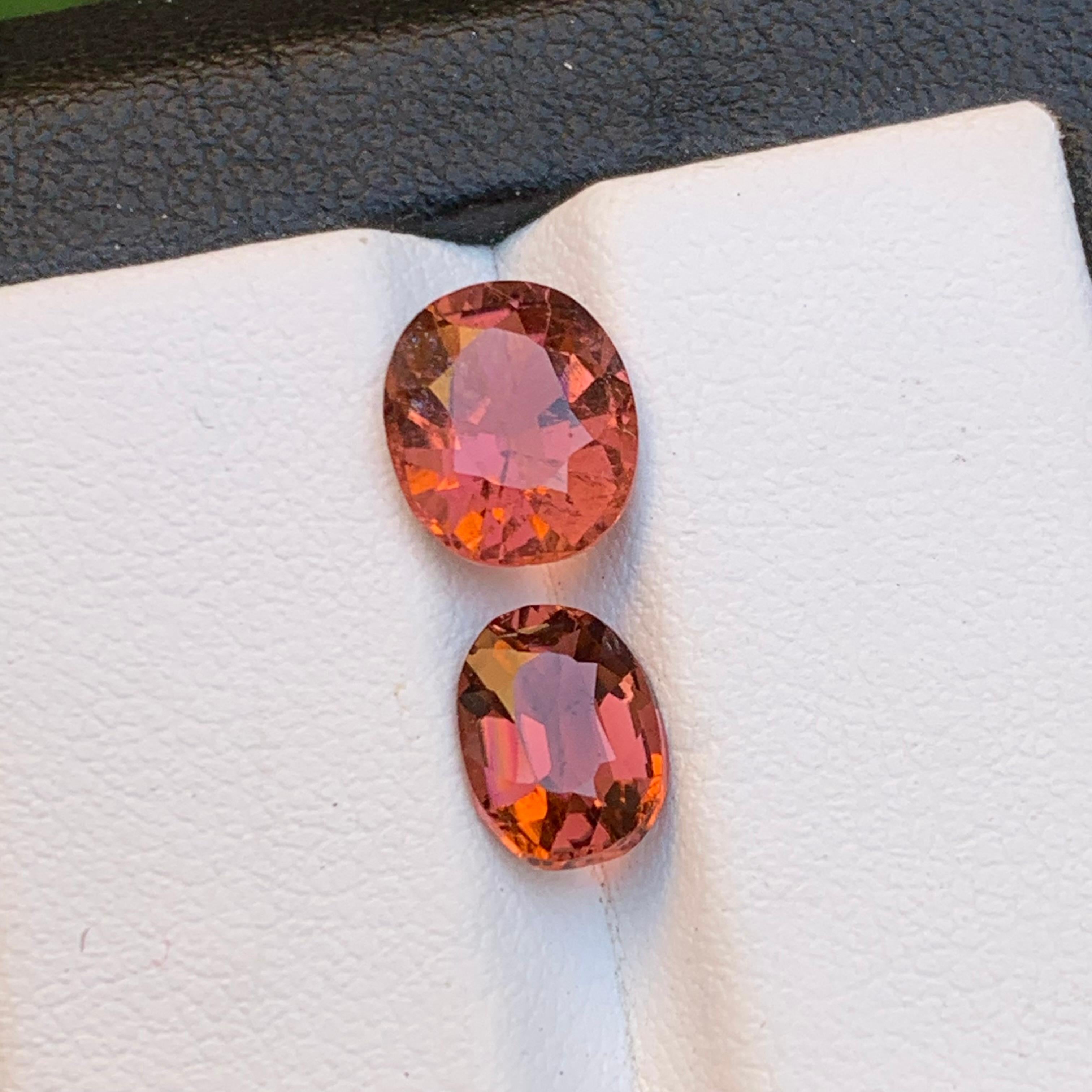 Pinkish Orange Natural Tourmaline Loose Gemstones 3.60 Ct Antique Oval Cushion For Sale 2
