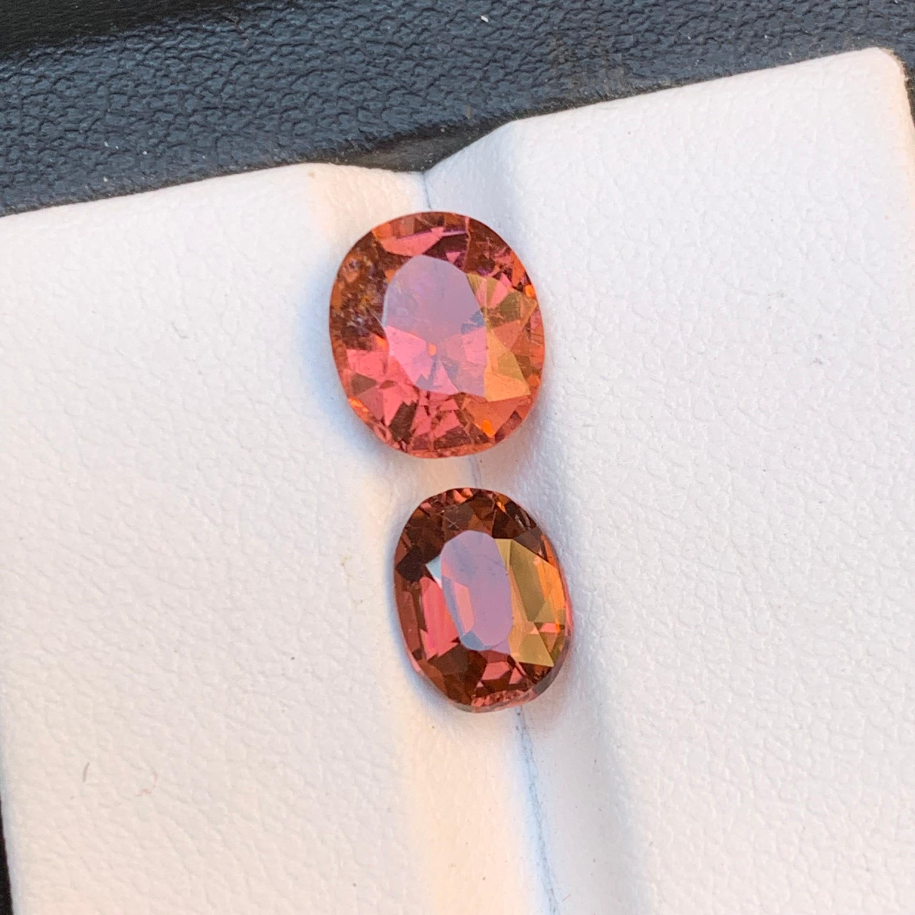 Pinkish Orange Natural Tourmaline Loose Gemstones 3.60 Ct Antique Oval Cushion For Sale 3