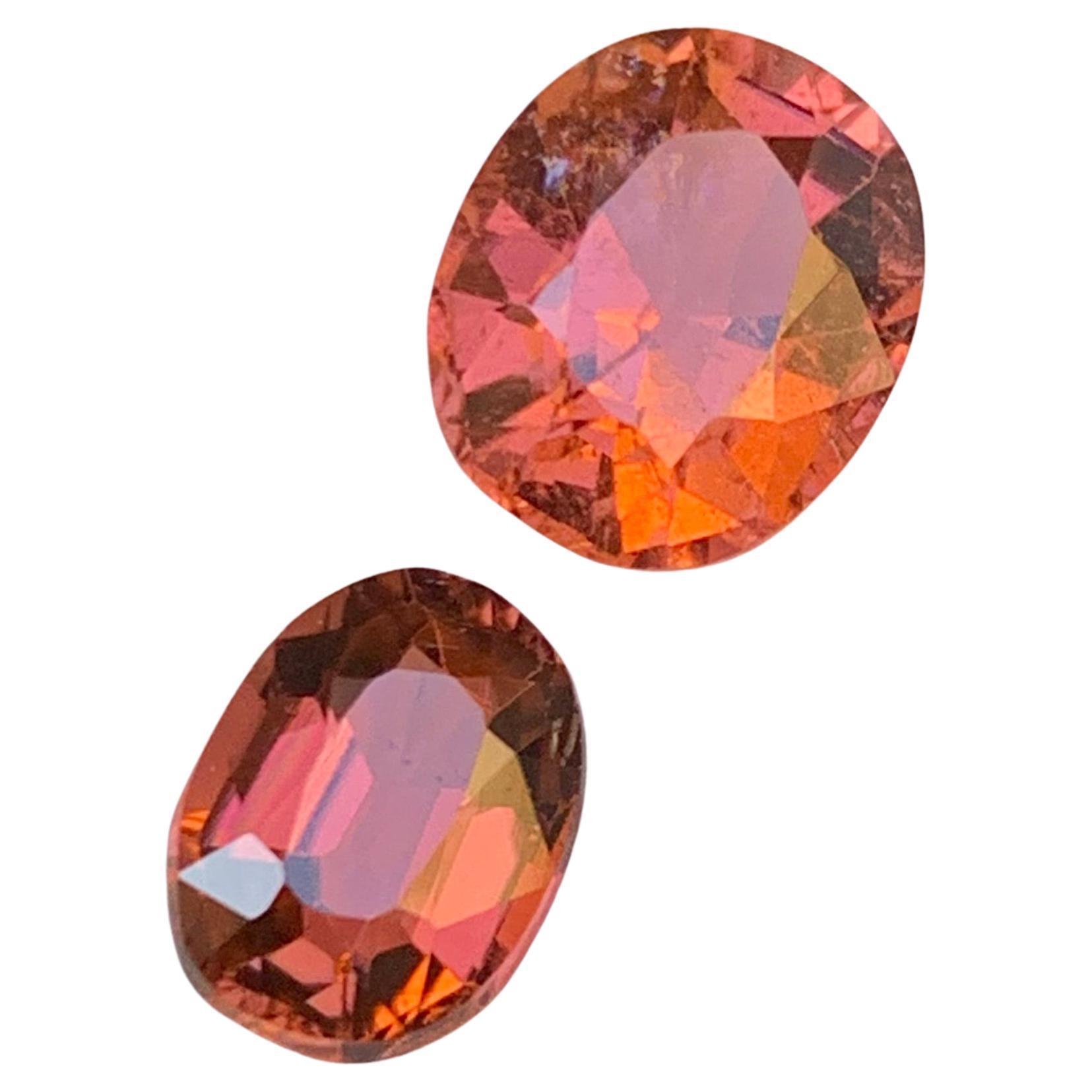 Pinkish Orange Natural Tourmaline Loose Gemstones 3.60 Ct Antique Oval Cushion For Sale